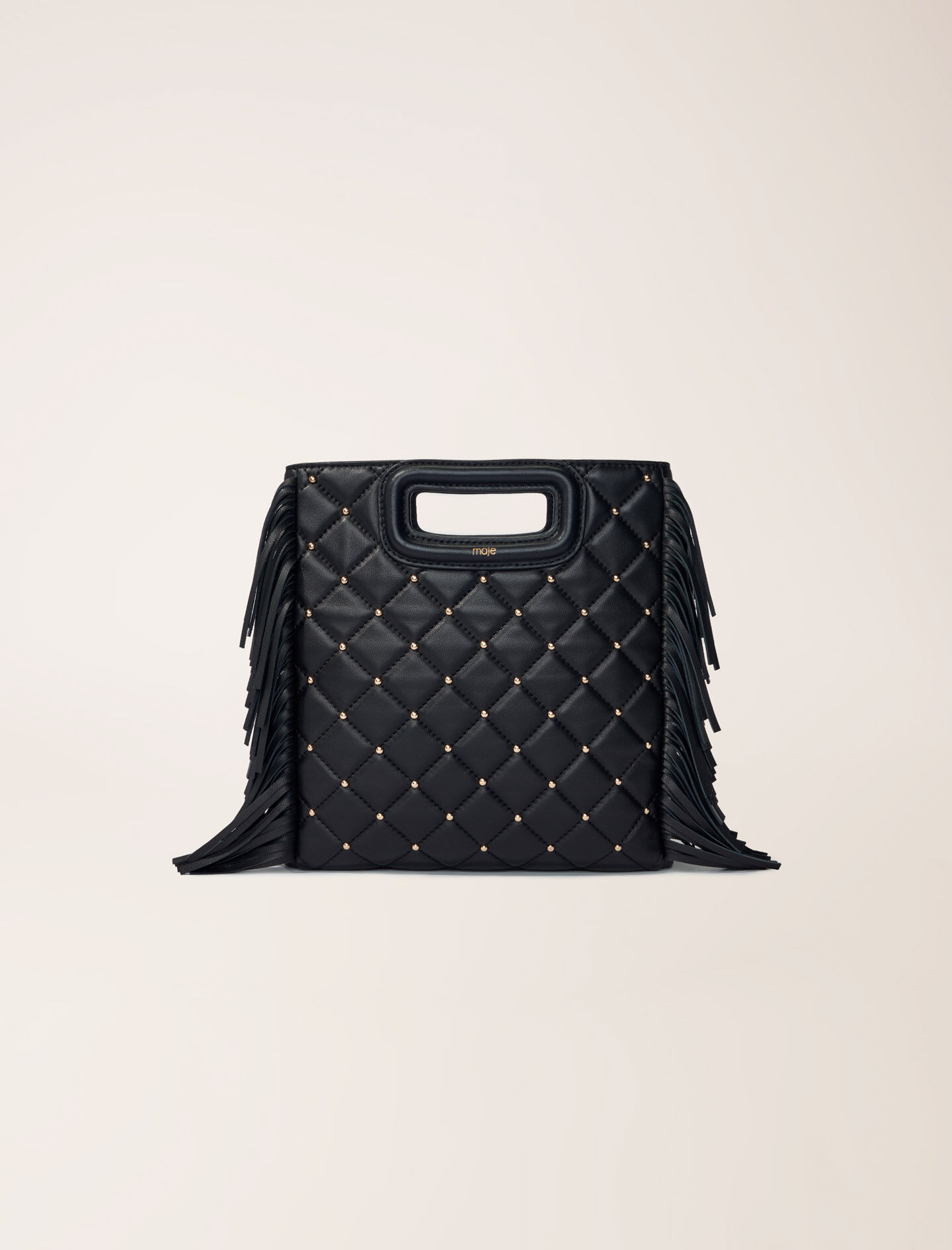 M bag in studded, quilted leather Black / Gray For Women | Maje