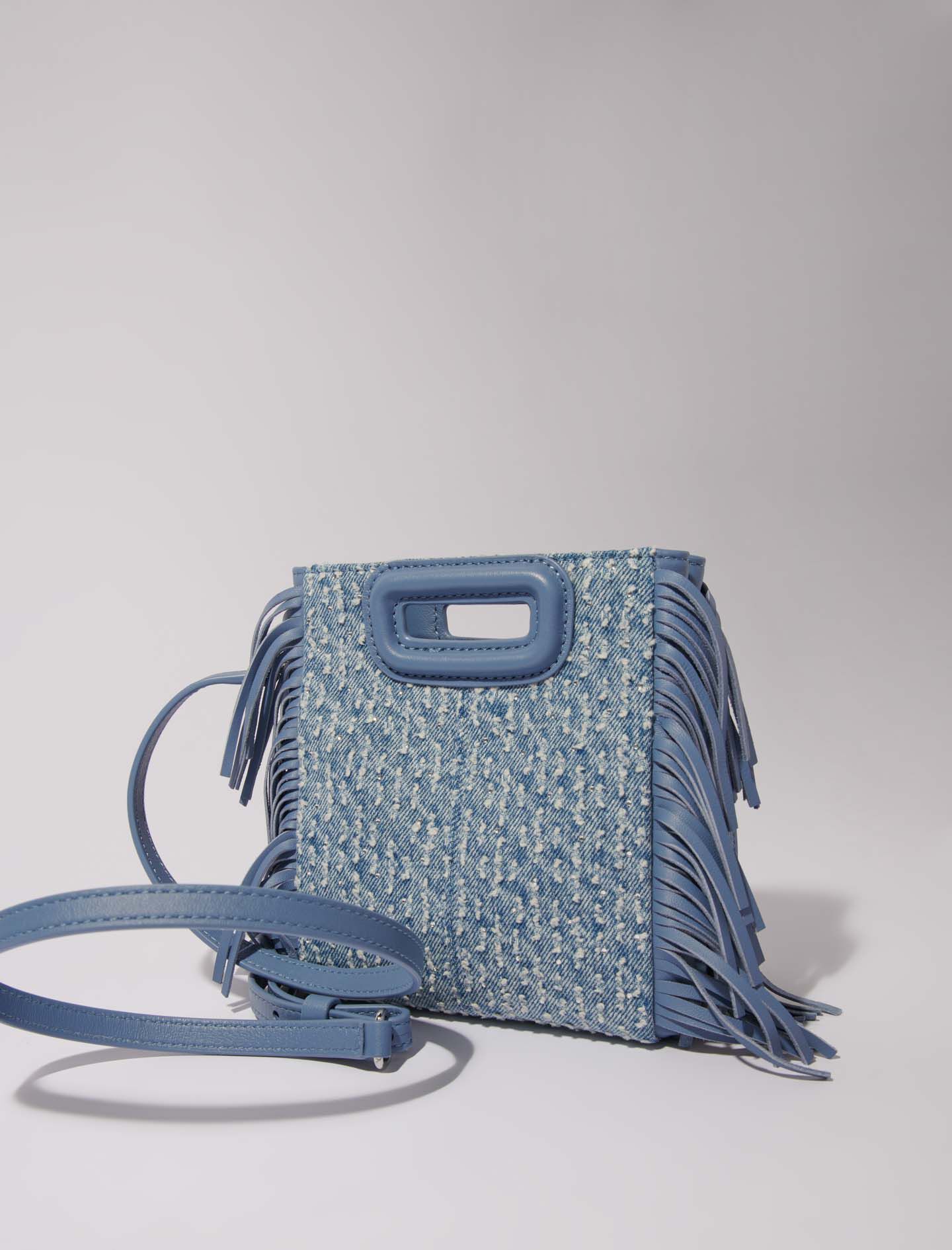 M mini bag in denim with rhinestones