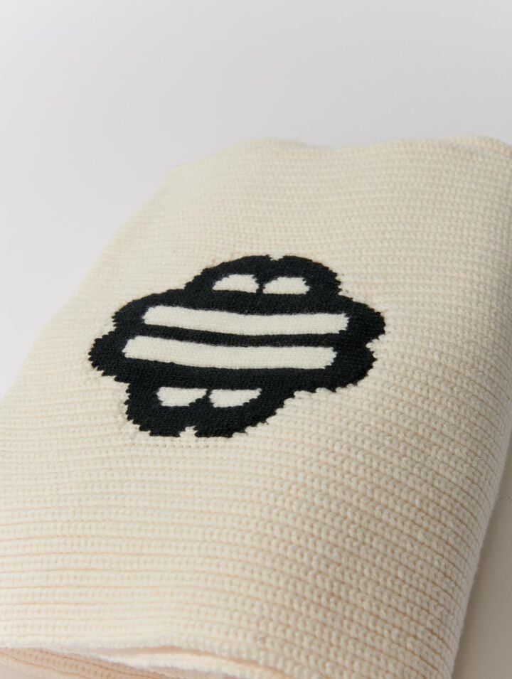 Rib-knit scarf in wool blend