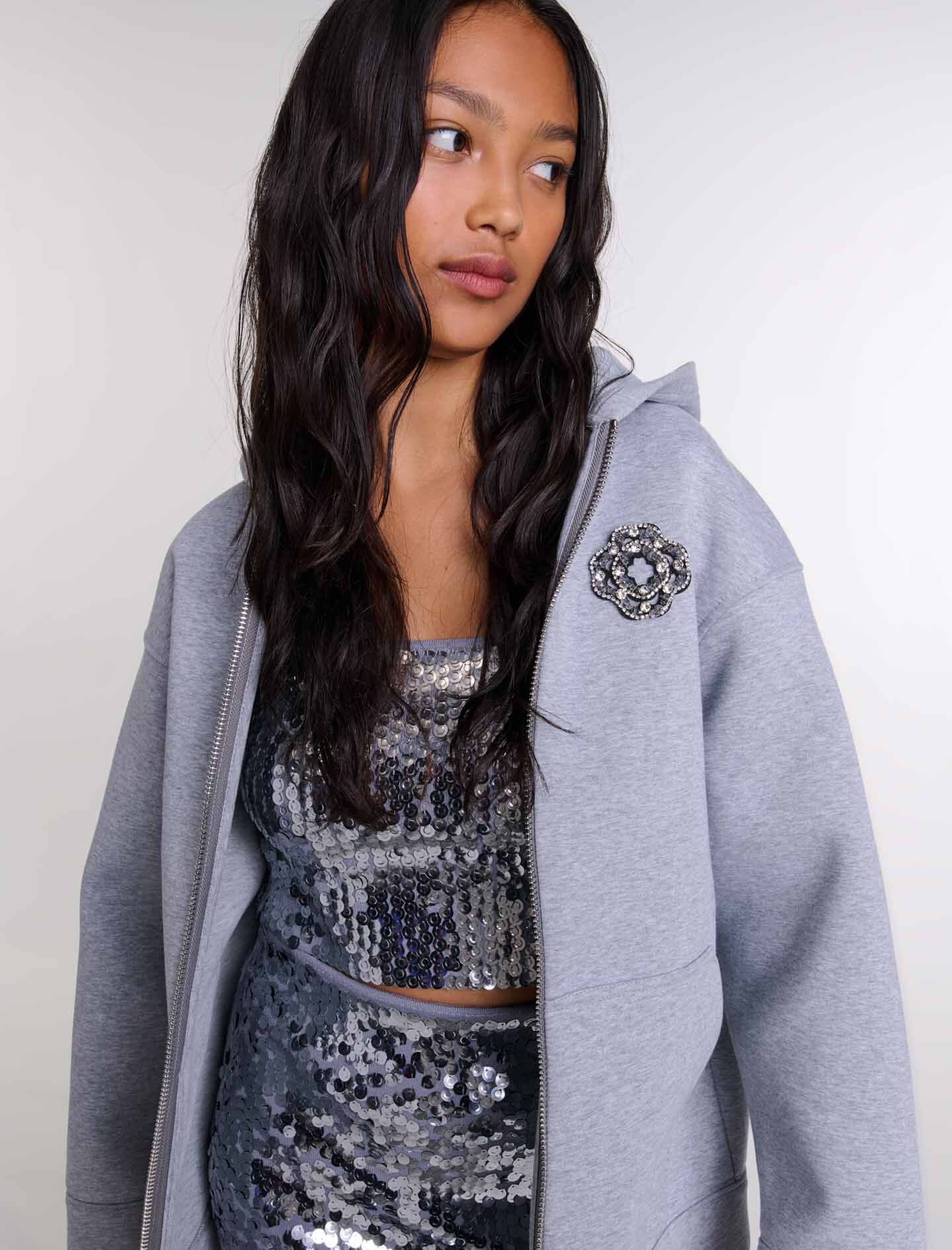 Structured zip-up sweatshirt