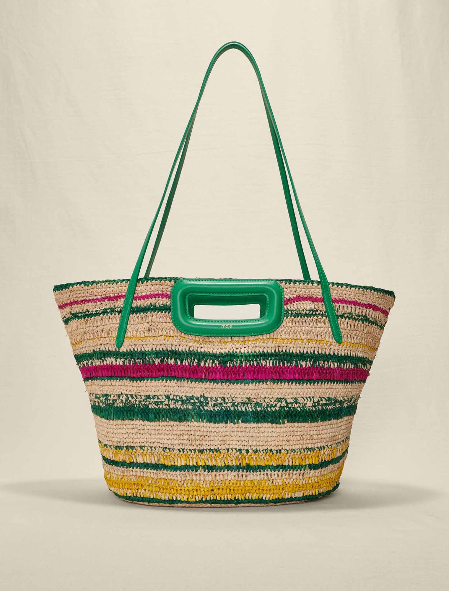 Striped raffia basket