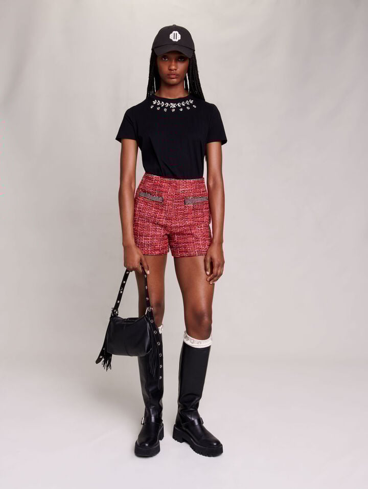 100% cotton T-shirt with rhinestones