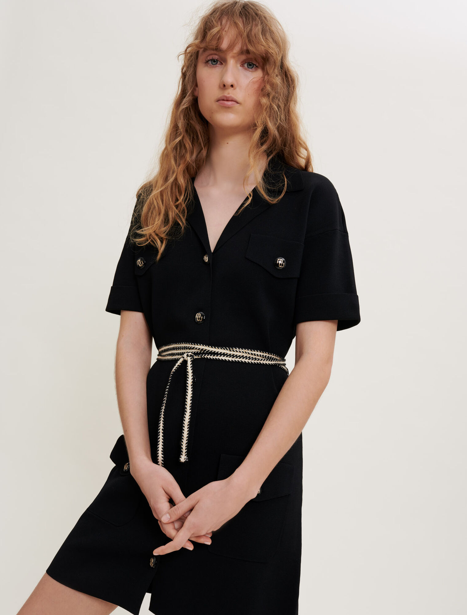 Belted knit dress
