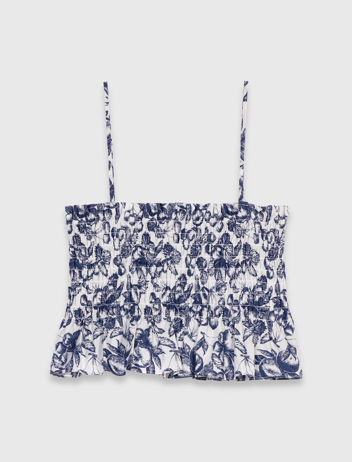 Fruit printed smocked top Bicolor For Women | Maje