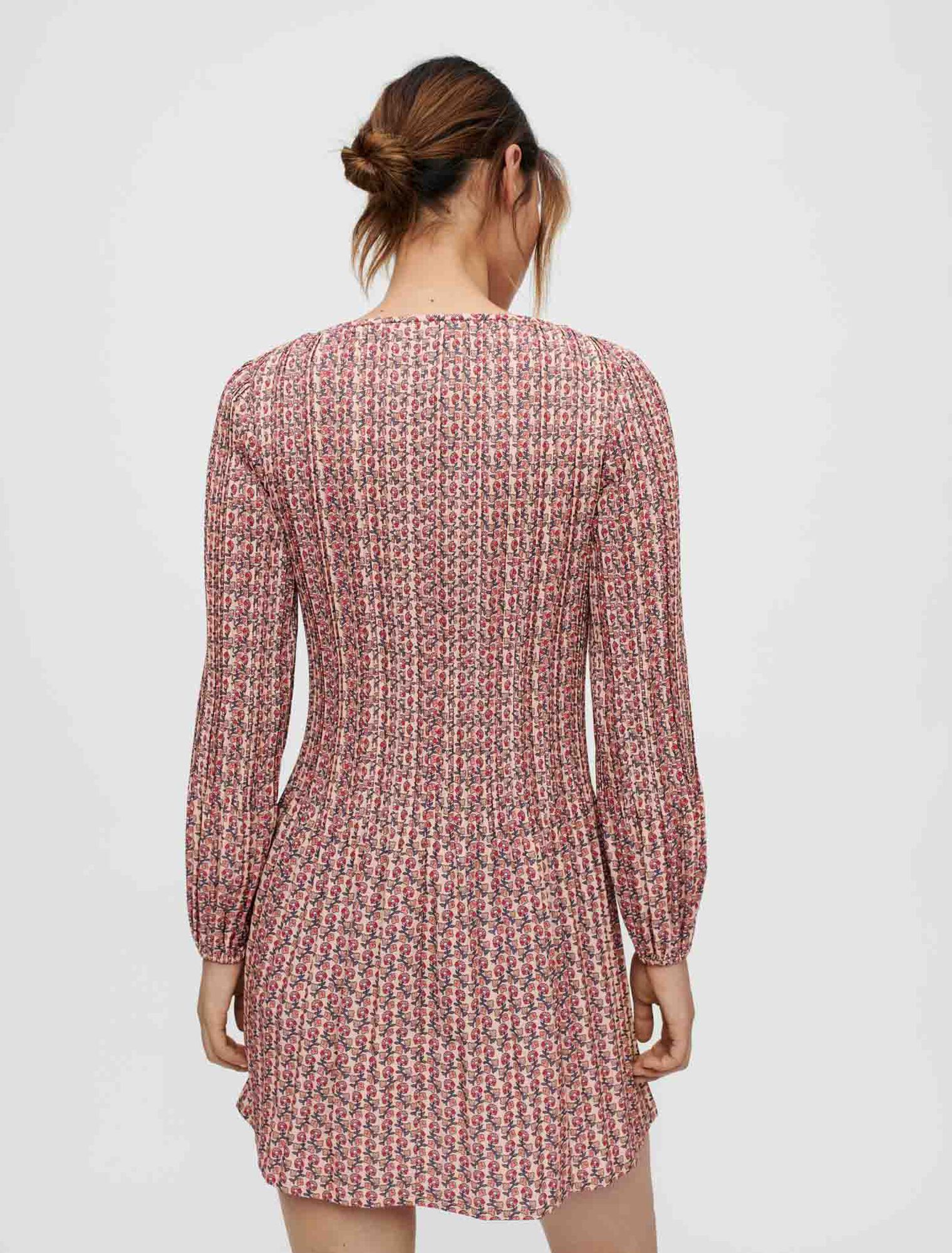 Printed, pleated dress