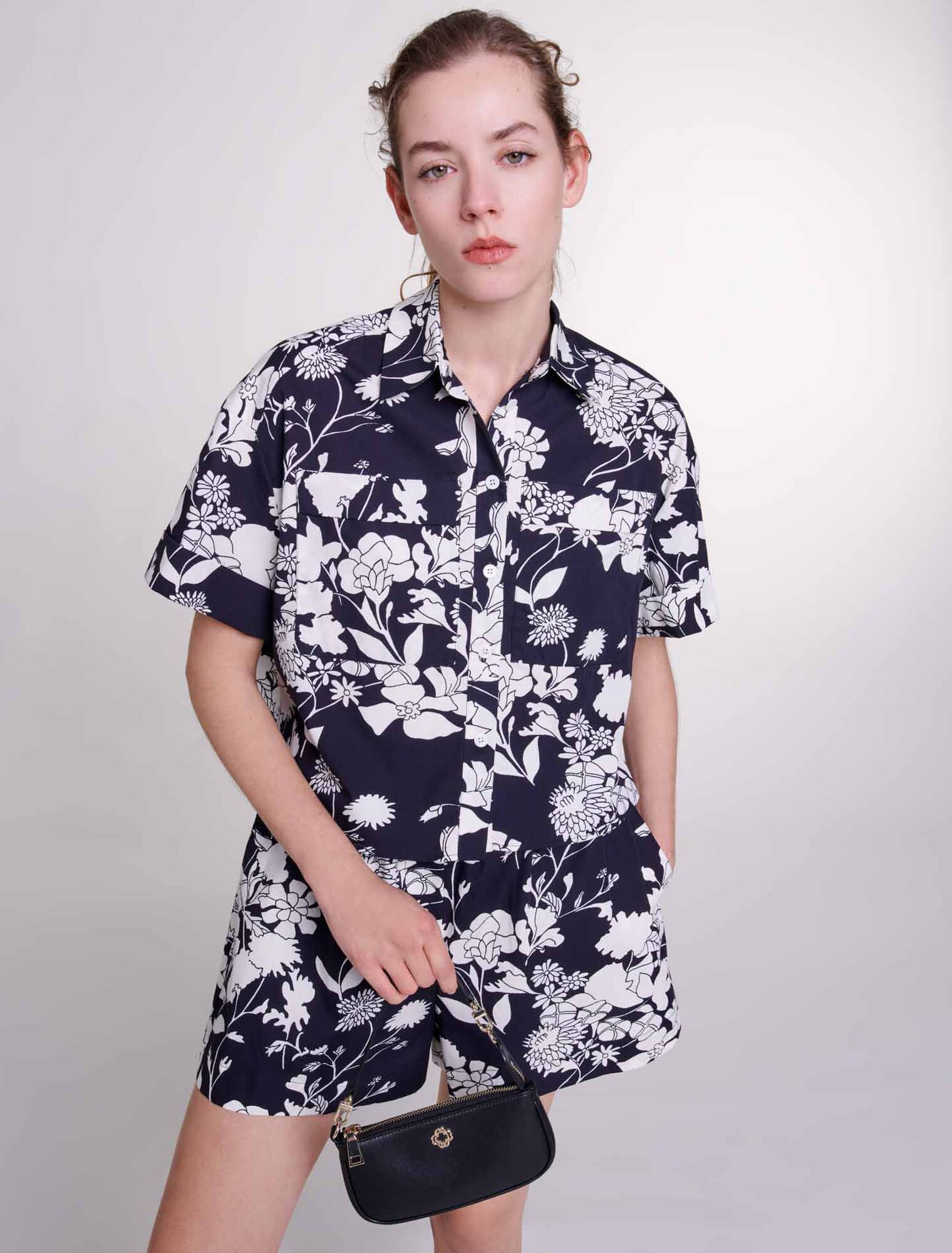 Patterned cropped shirt
