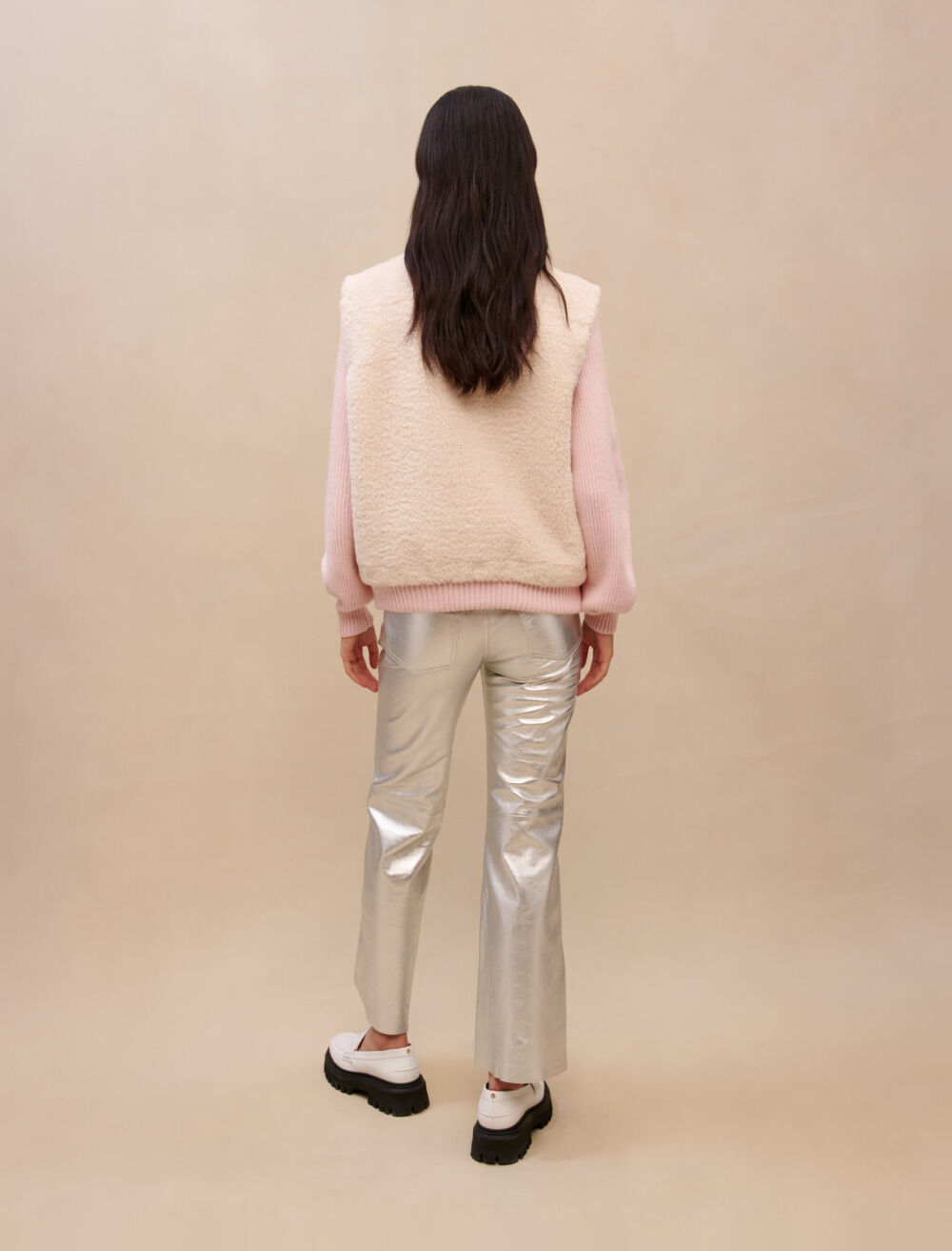 Pink material mix jacket