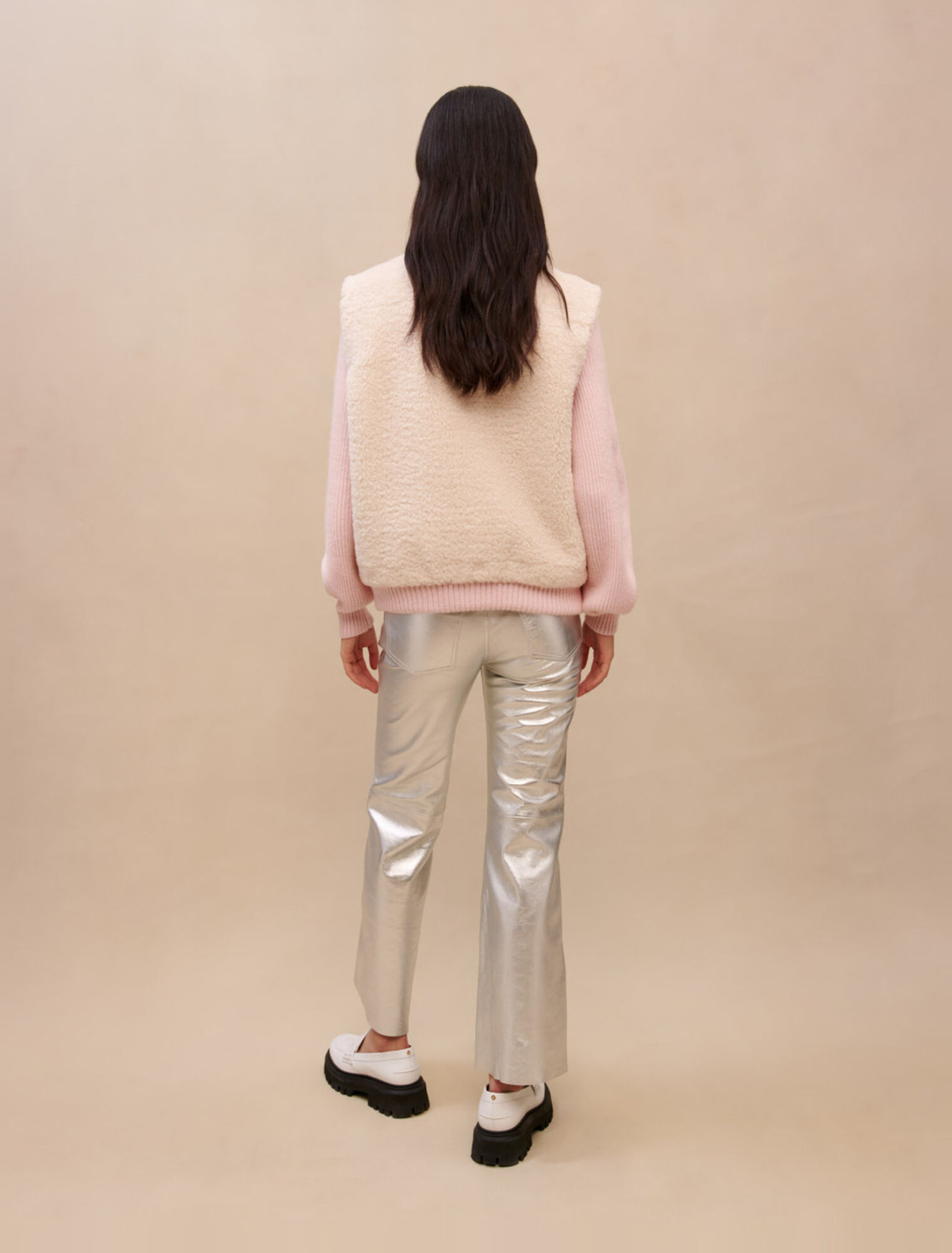Pink material mix jacket