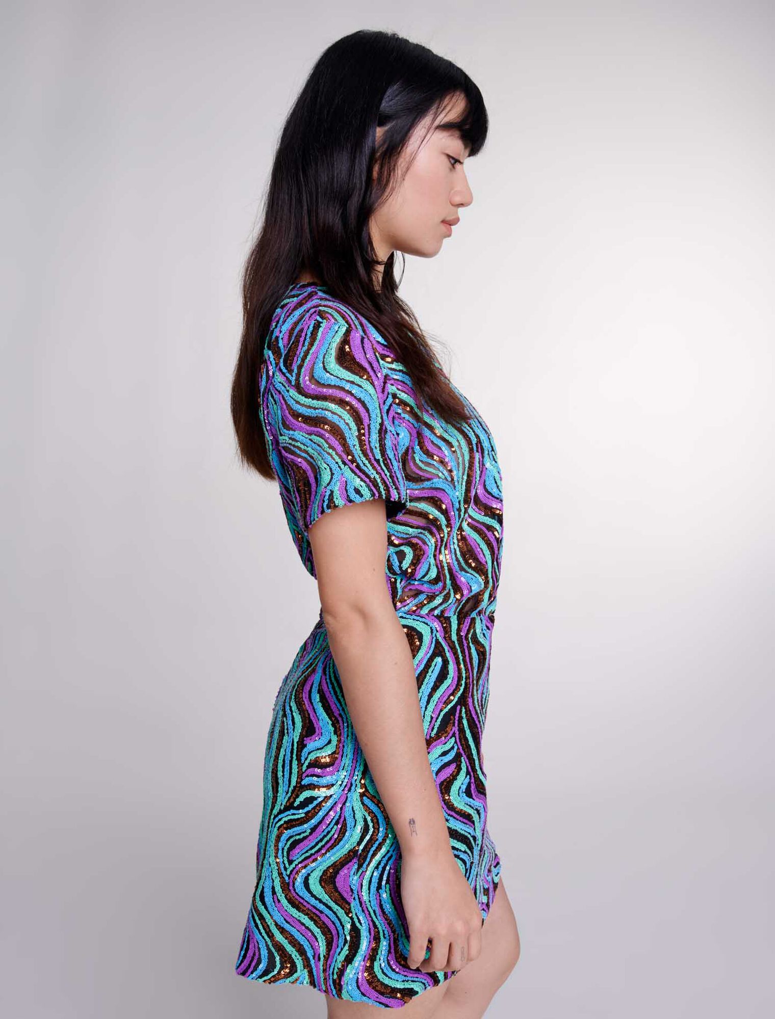 Trompe l'œil sequin mini dress