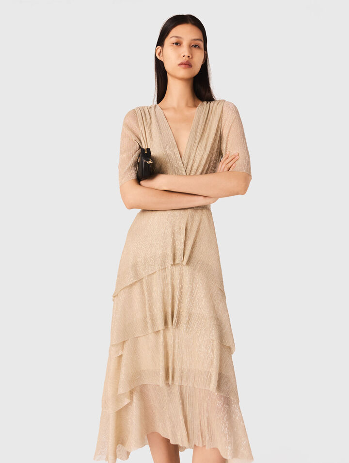 Metallic ruffled dress