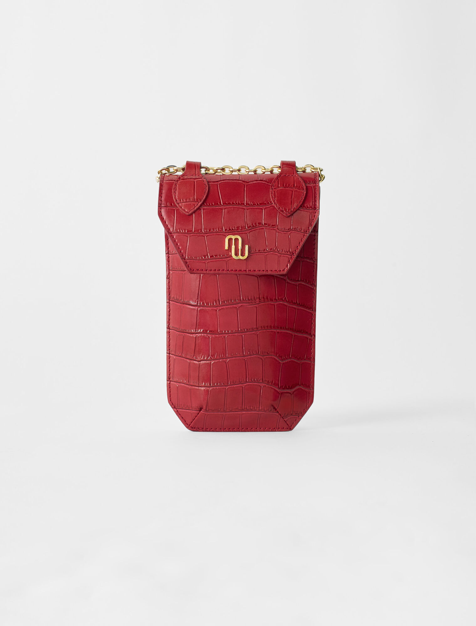Croco embossed leather phone holder