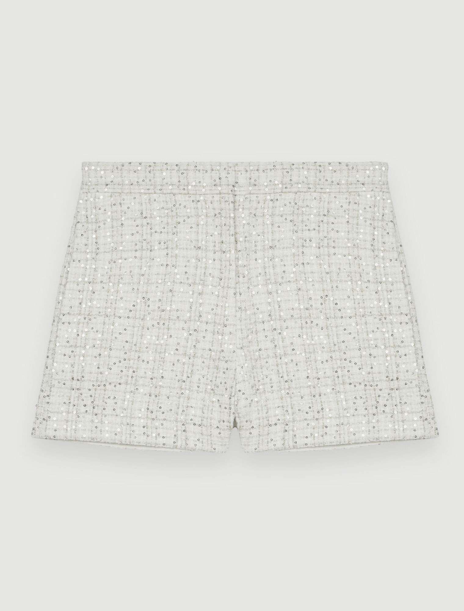 Sequinned ecru tweed shorts