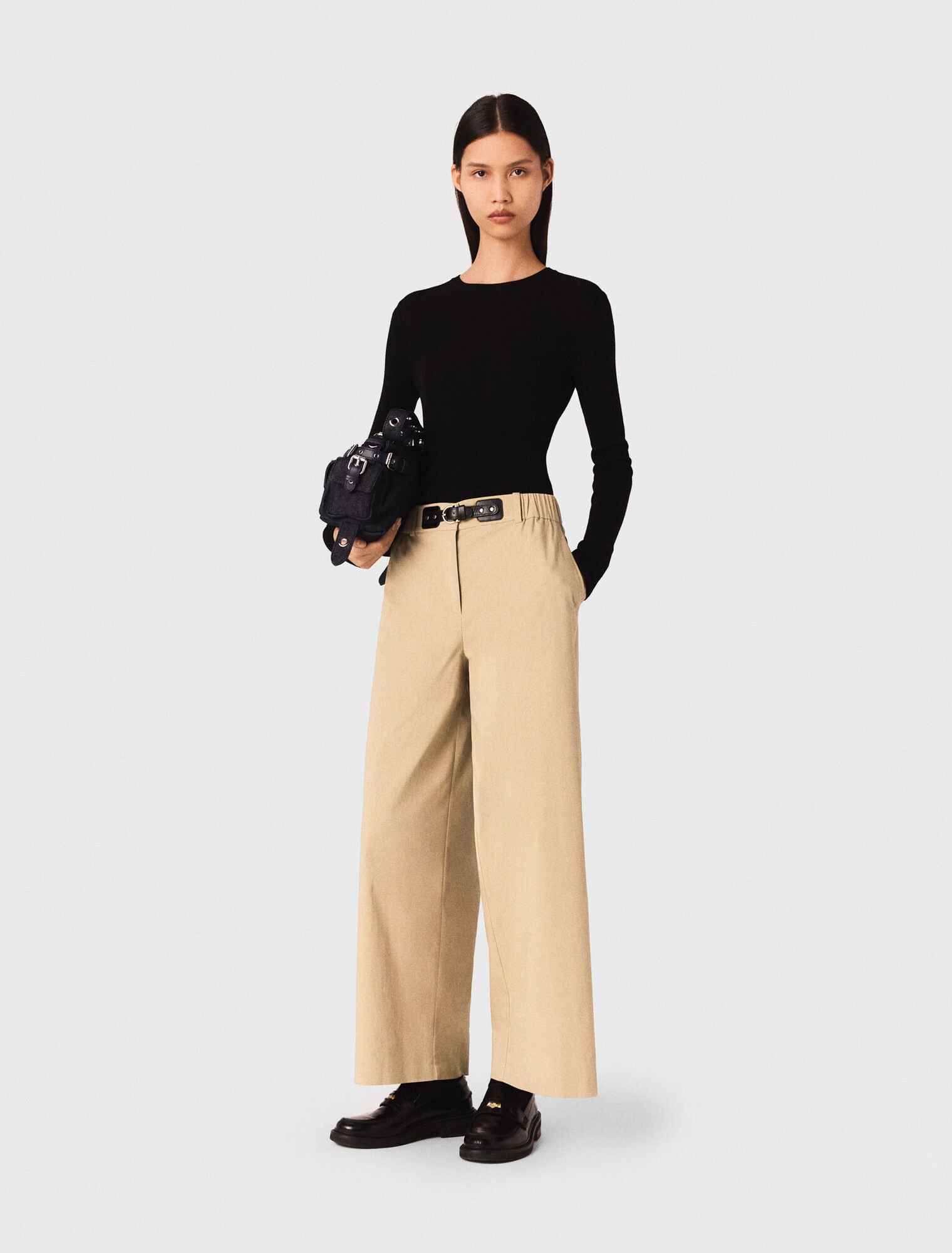 Wide-leg cotton pants