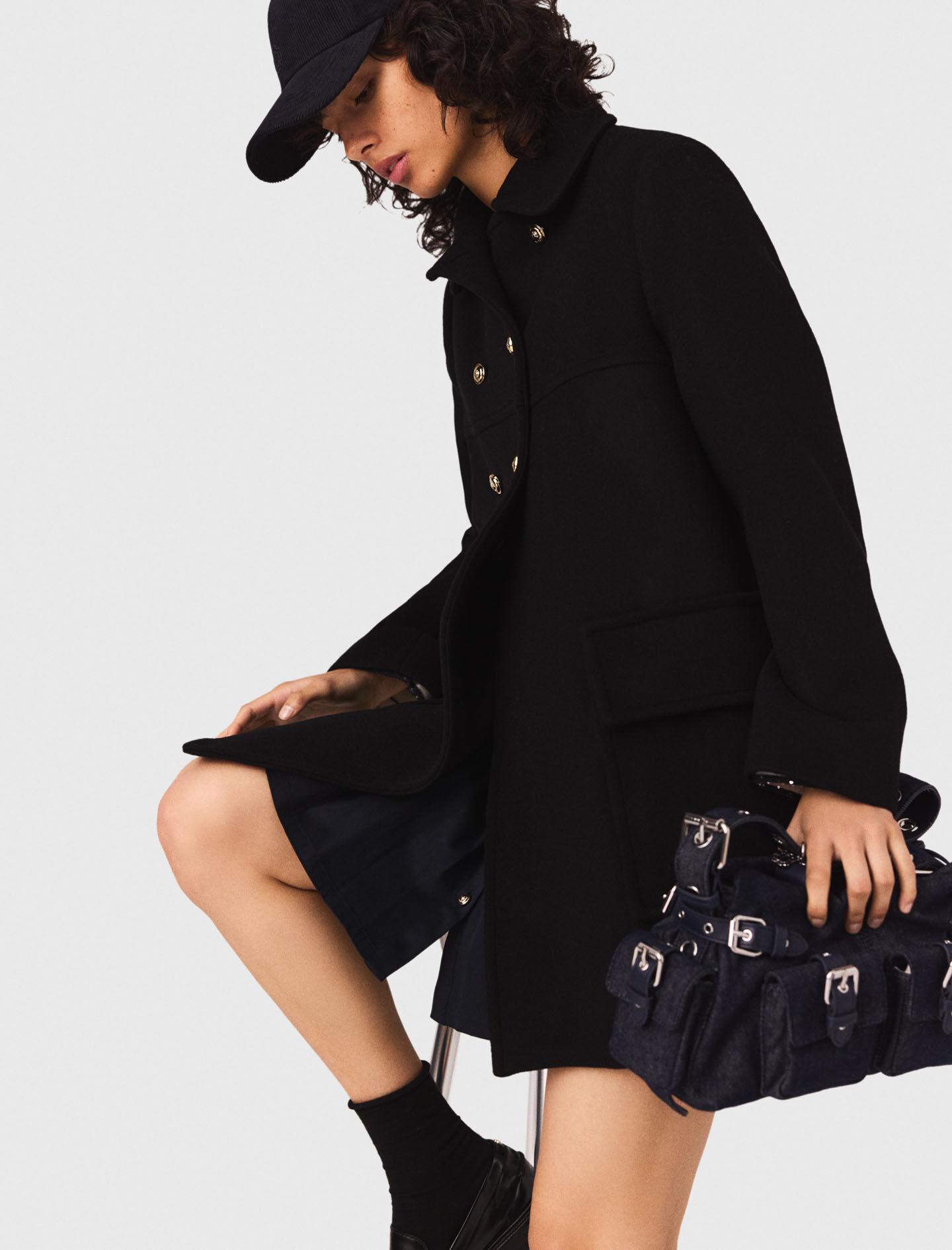 Wool blend coat Black / Gray For Women | Maje