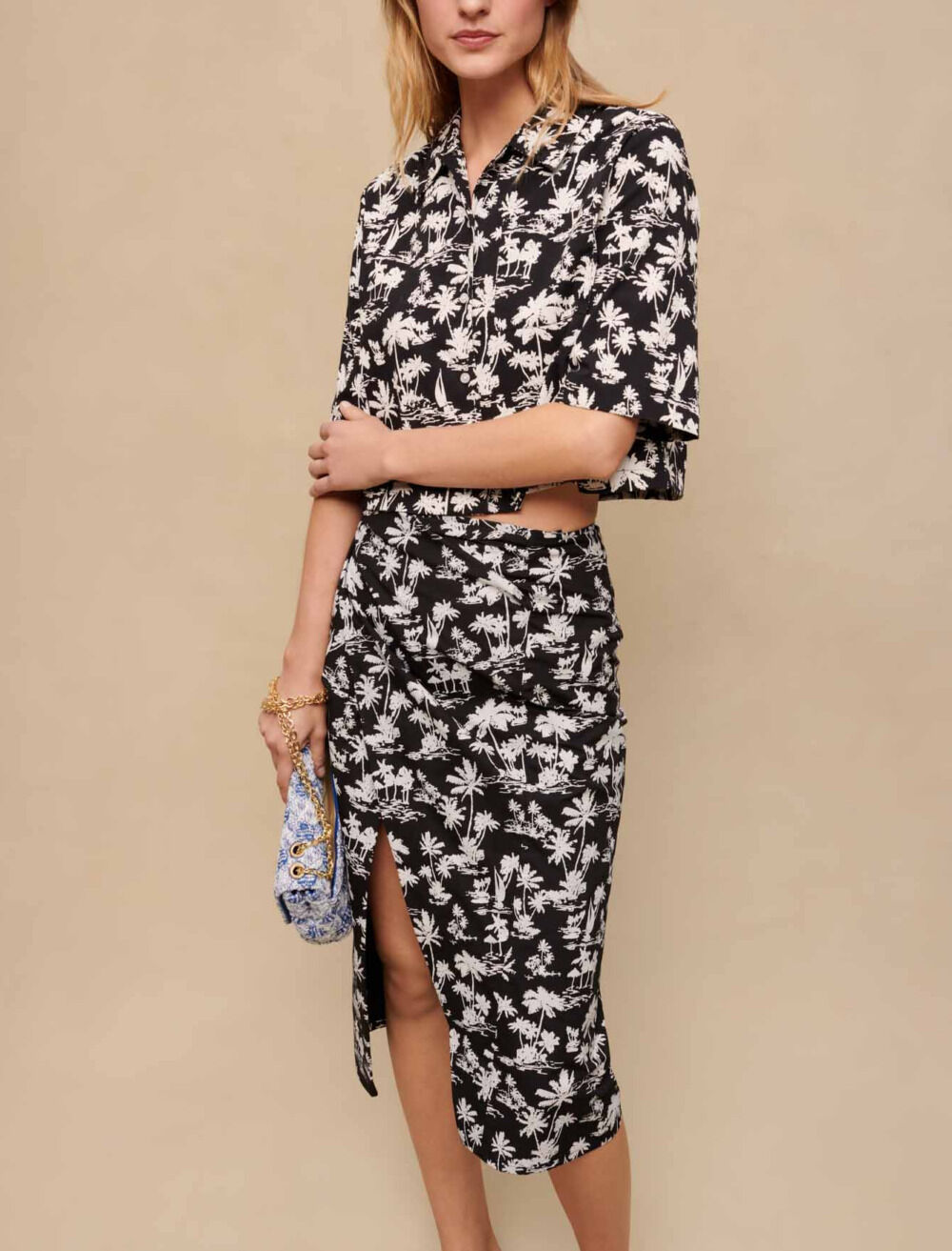 海外並行輸入正規品 Palm print Maje | Women For Gray / Black skirt wrap その他