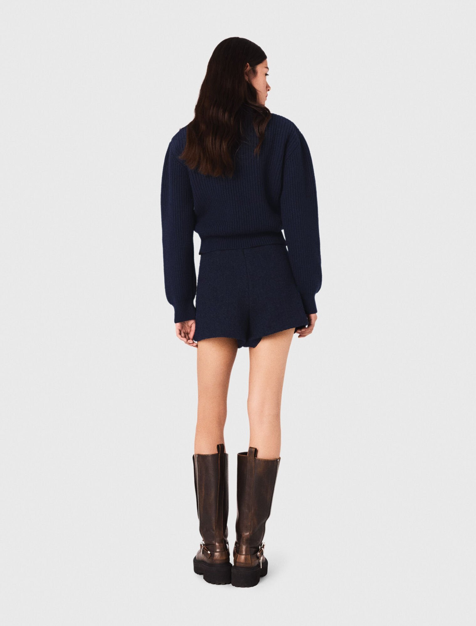 Tweed shorts with contrast band