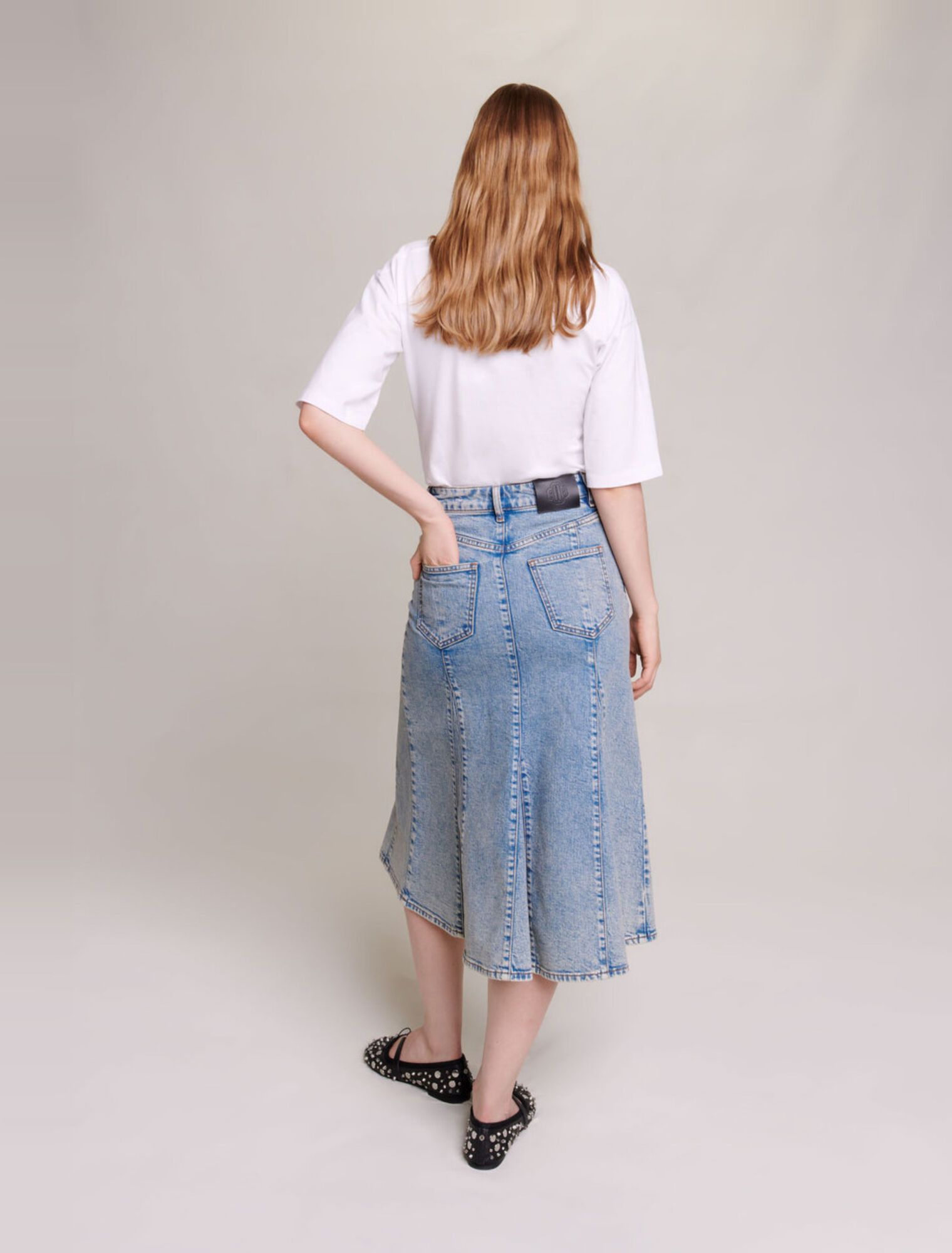 Denim midi skirt