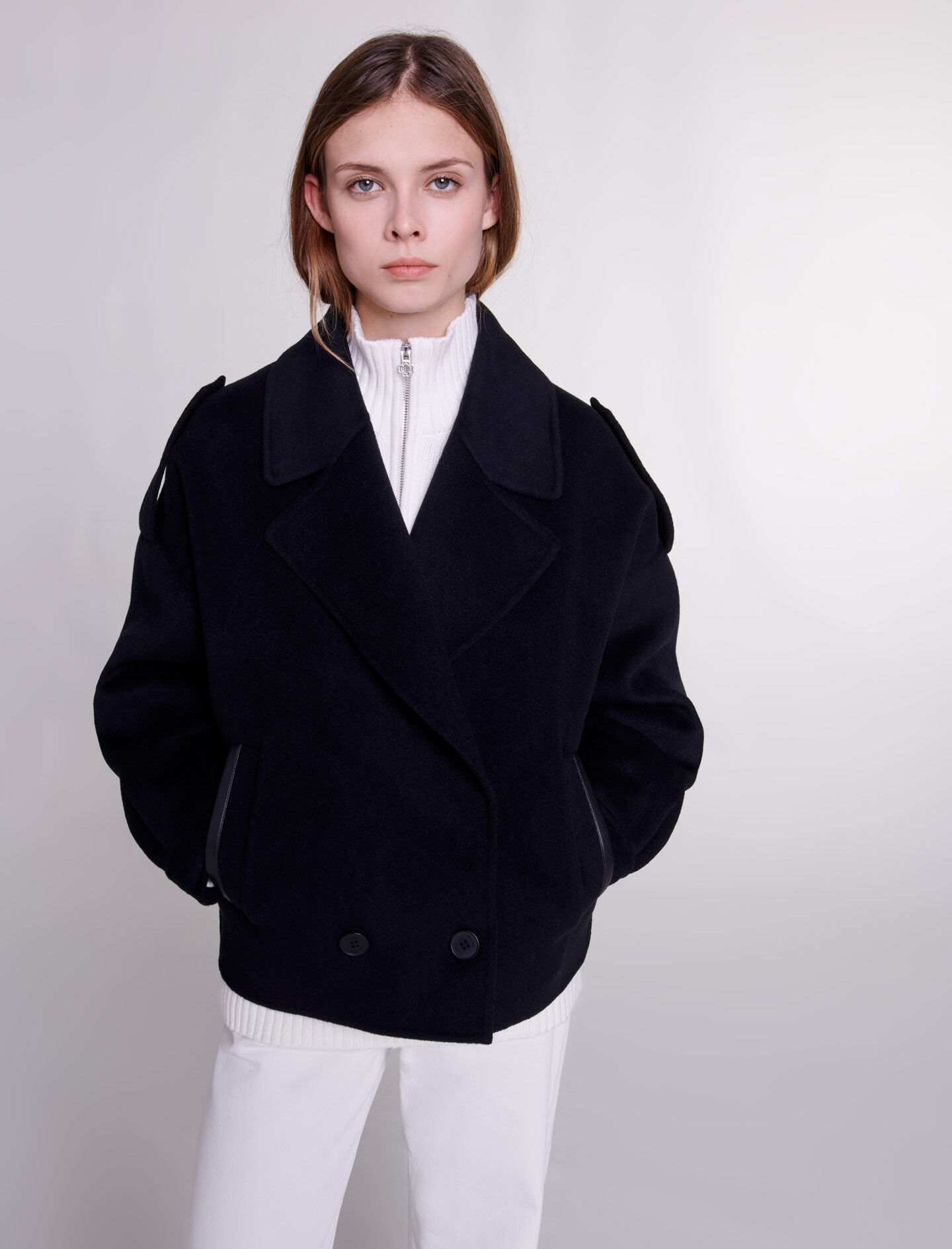 ジャケット THE GARMENT Women Outer 20867WO P THEGA 050 Black Jacket whool Black / Gray For Women | Maje