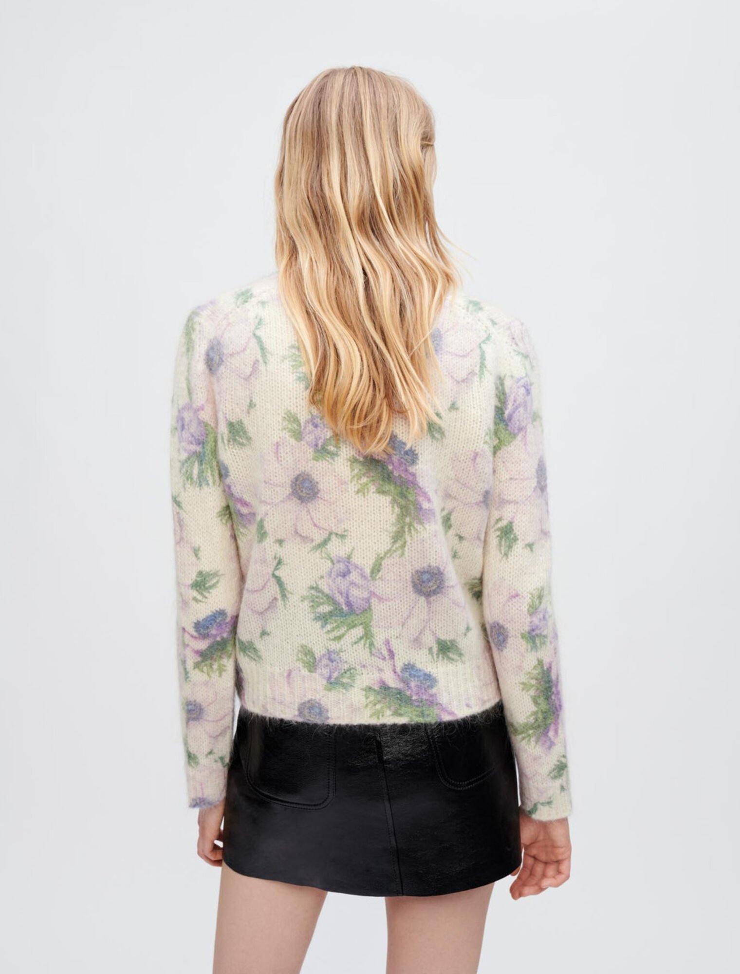 Flower fluffy jacquard pullover