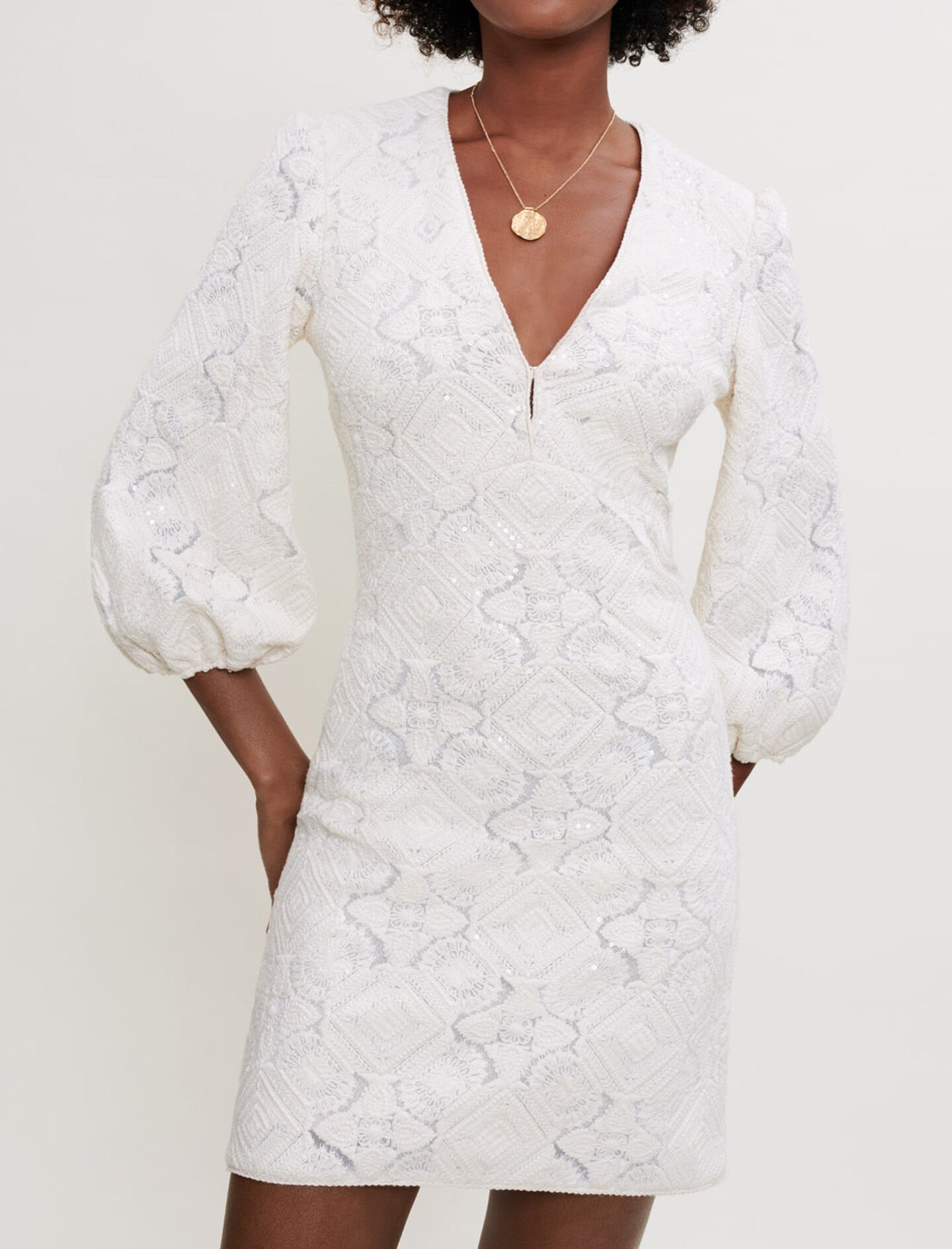 Maje embroidered tulle midi dress top