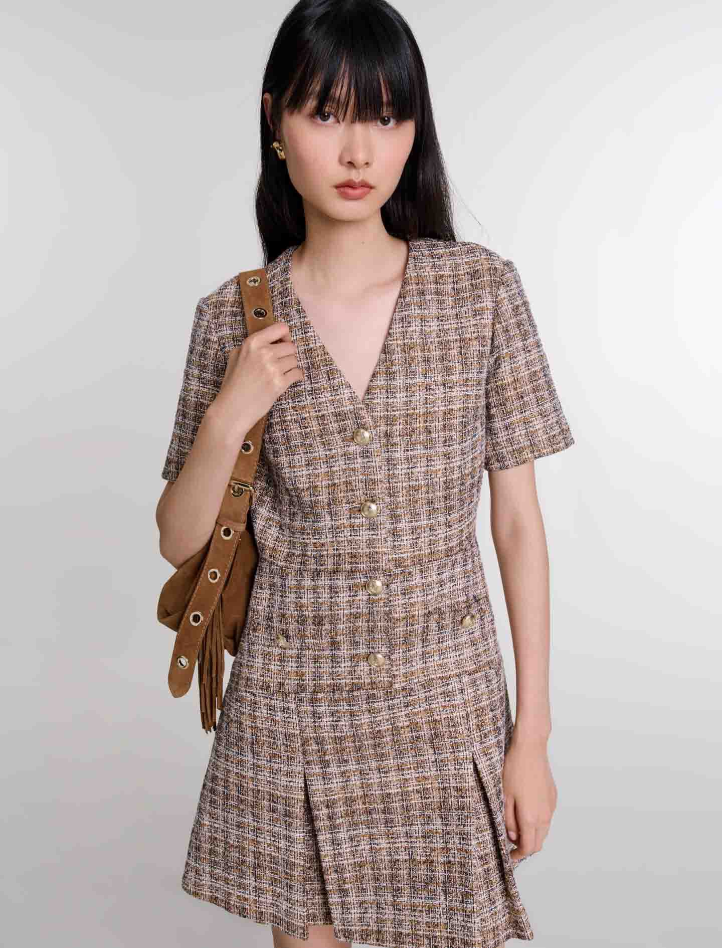 Short tweed dress Brown For Women | Maje