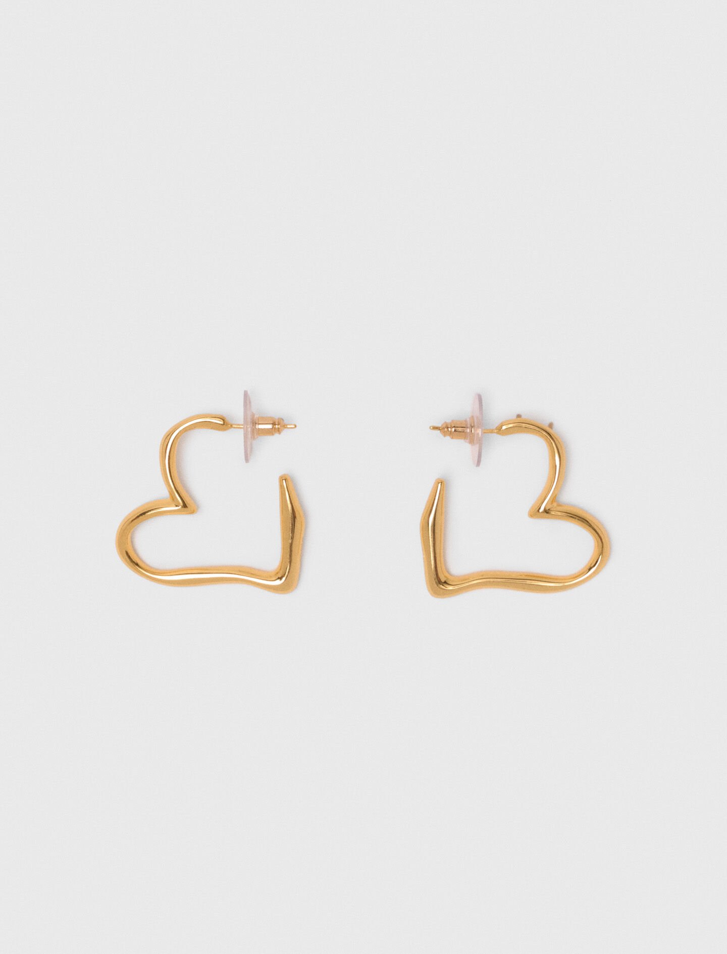 Gold-plated heart hoop earrings Denim - Jeans For Women | Maje