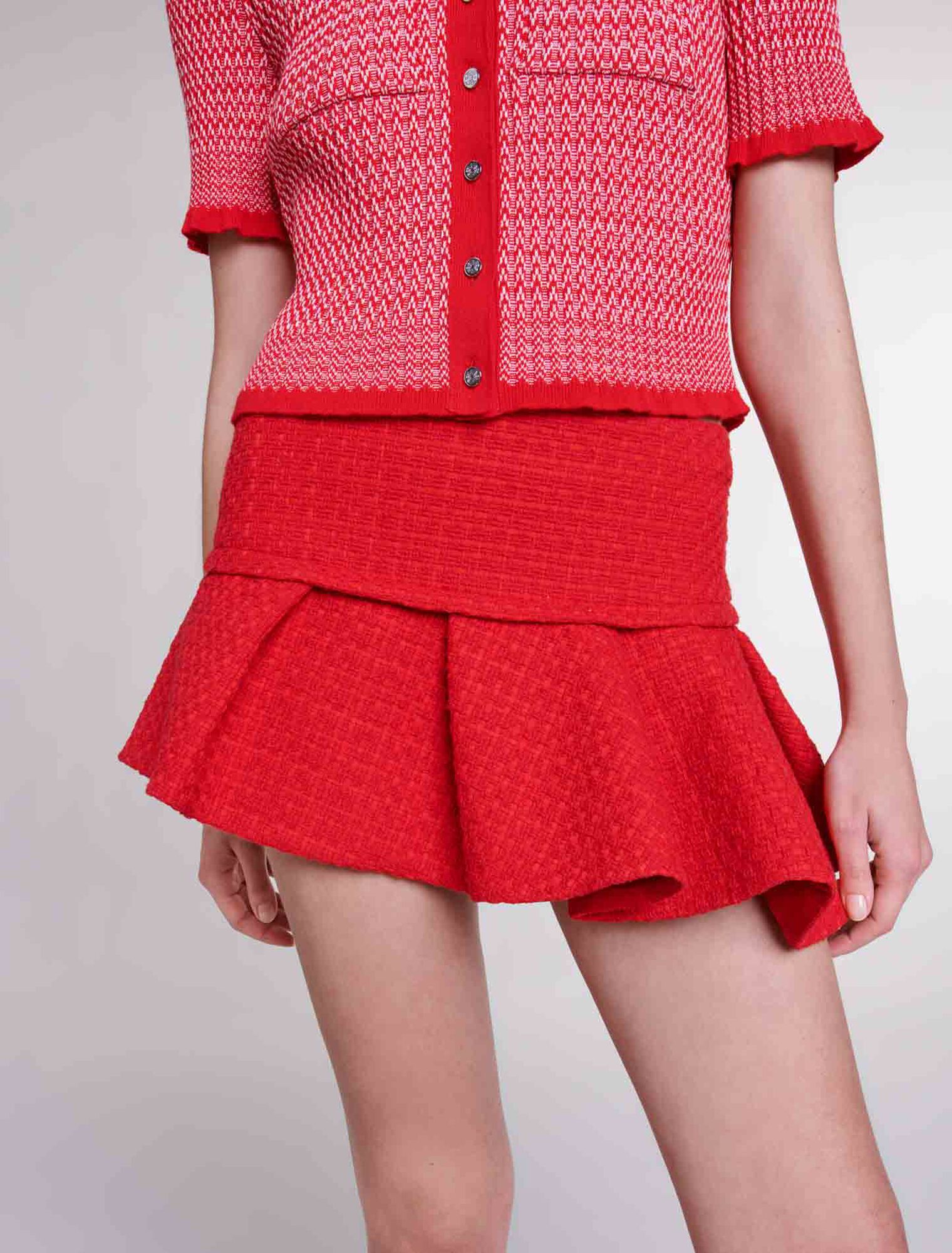 Asymmetrical tweed miniskirt