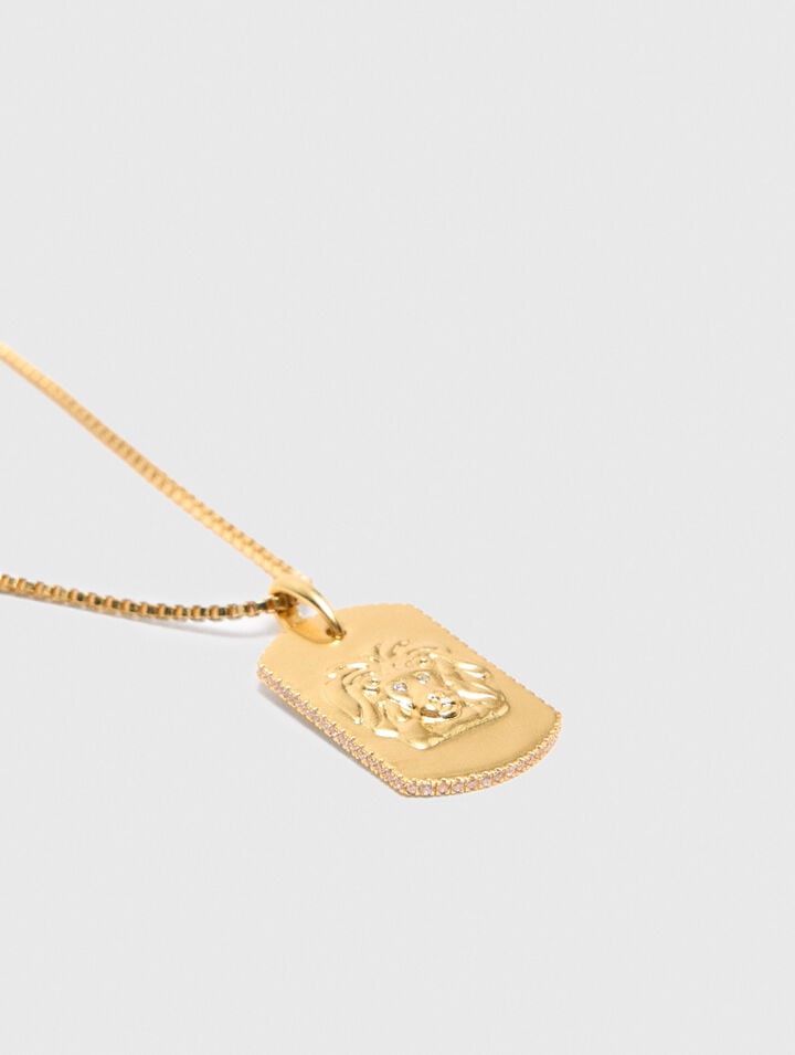 Zodiac sign plaque necklace