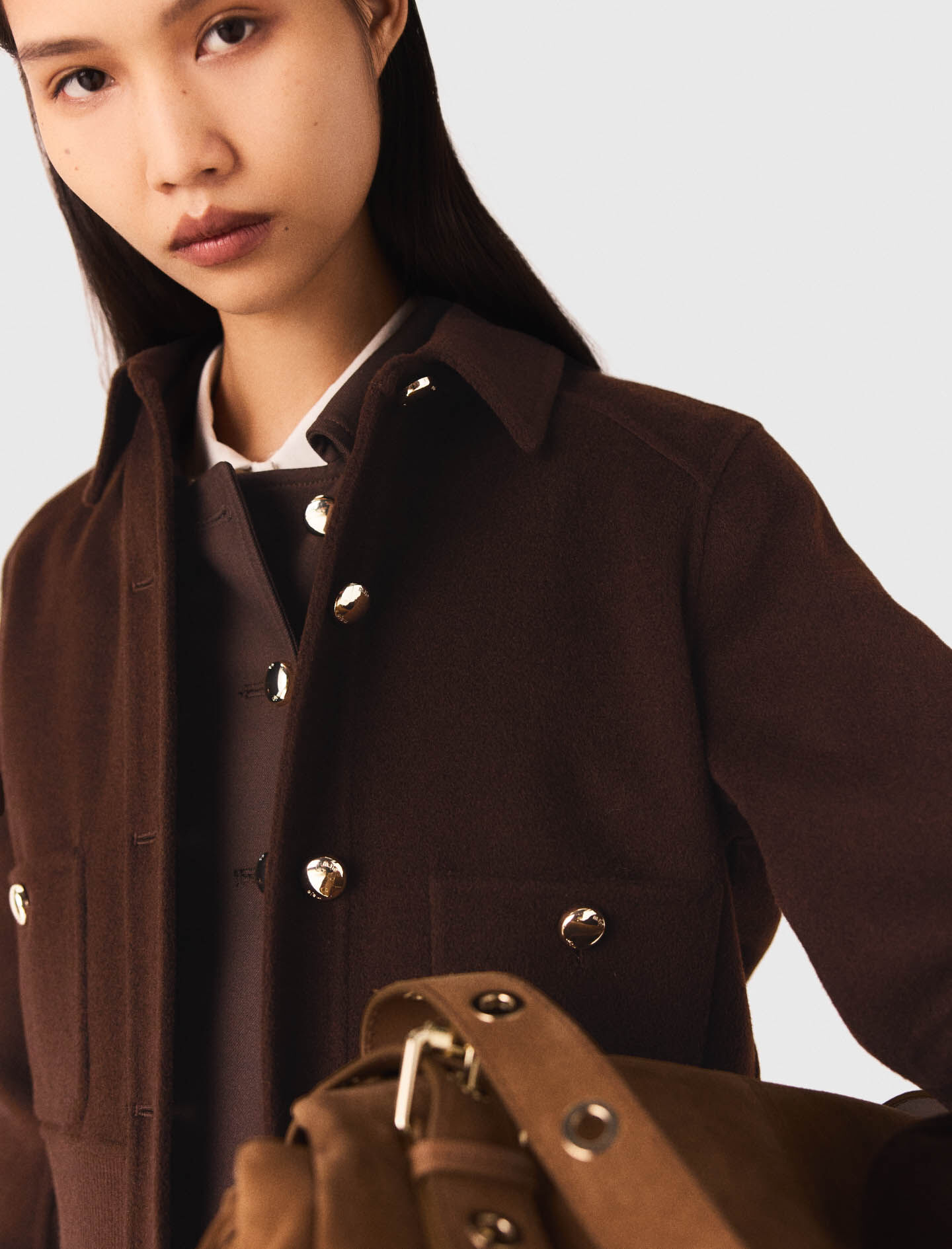 Short cropped coat Brown For Women | Maje