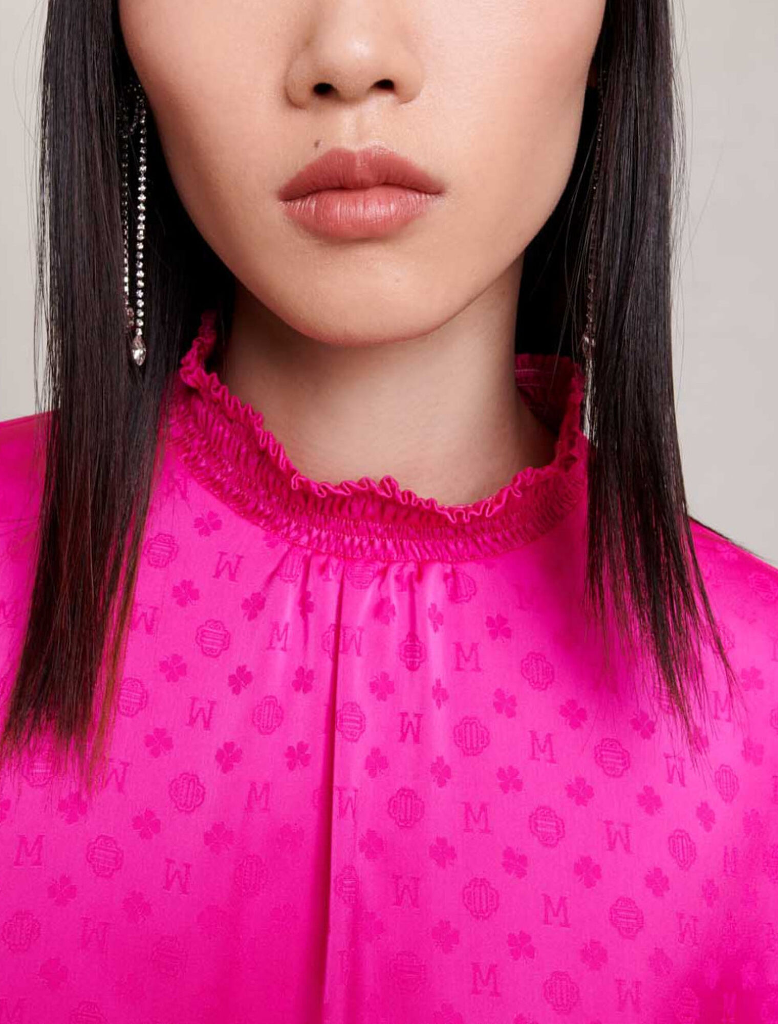 Satin jacquard blouse