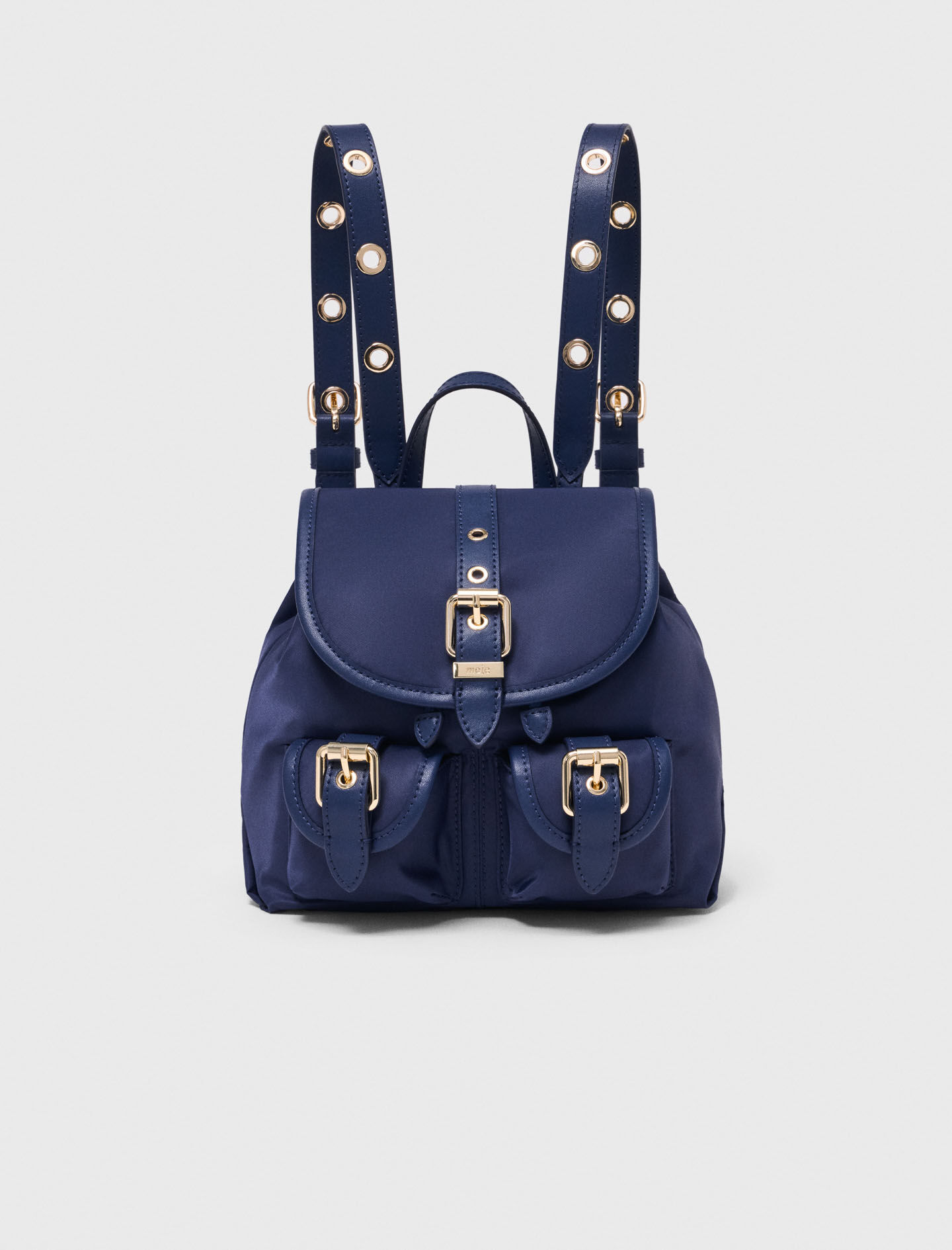blue leather backpack handbag Mini leather and nylon backpack
