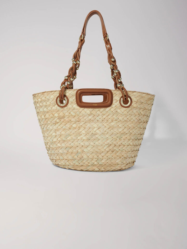 Woven raffia basket bag