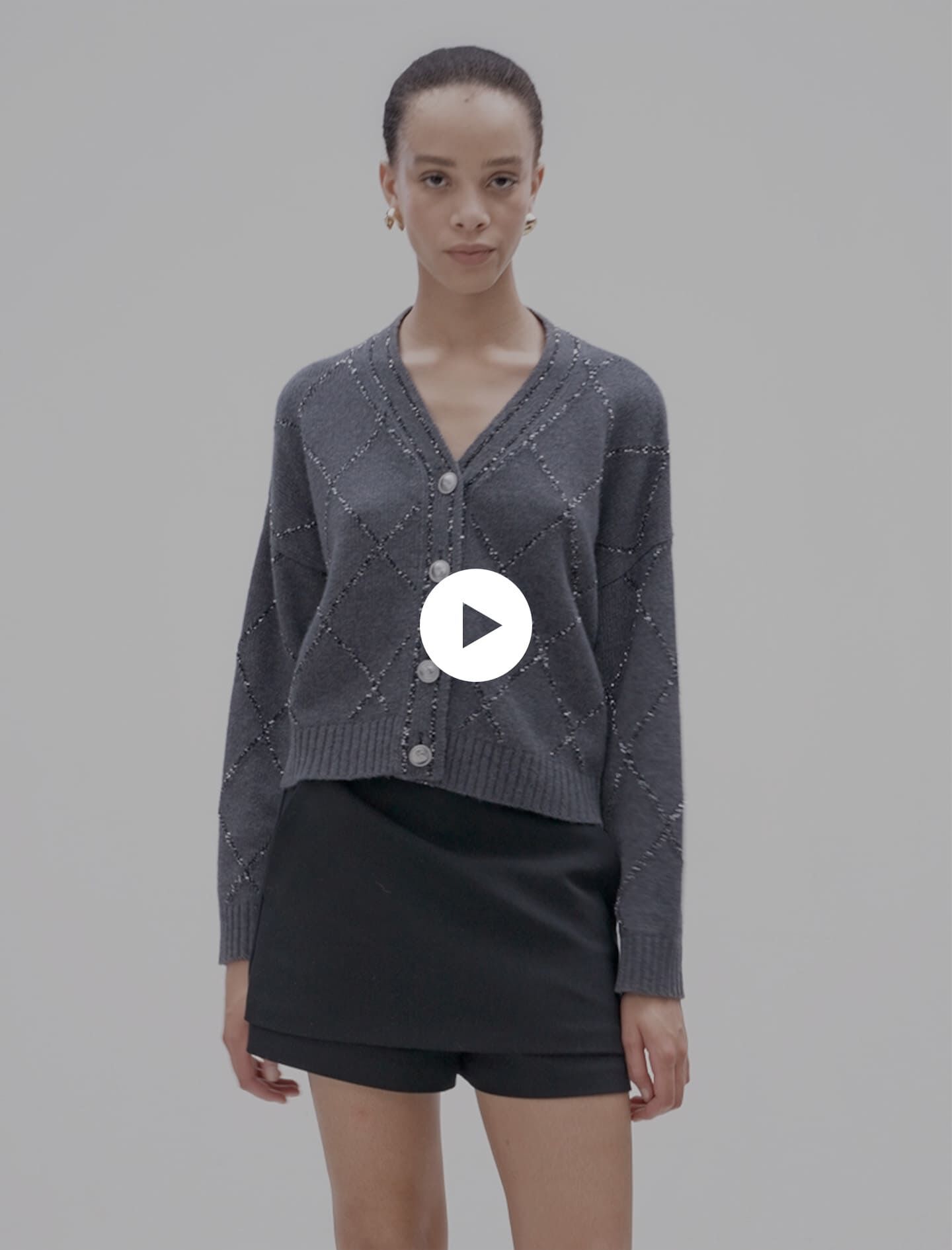 Sequin knit cardigan Black / Gray For Women | Maje
