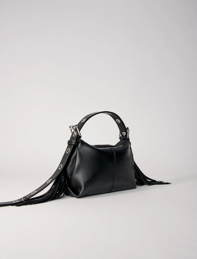 Maje Miss M Smooth Leather Mini Bag Black