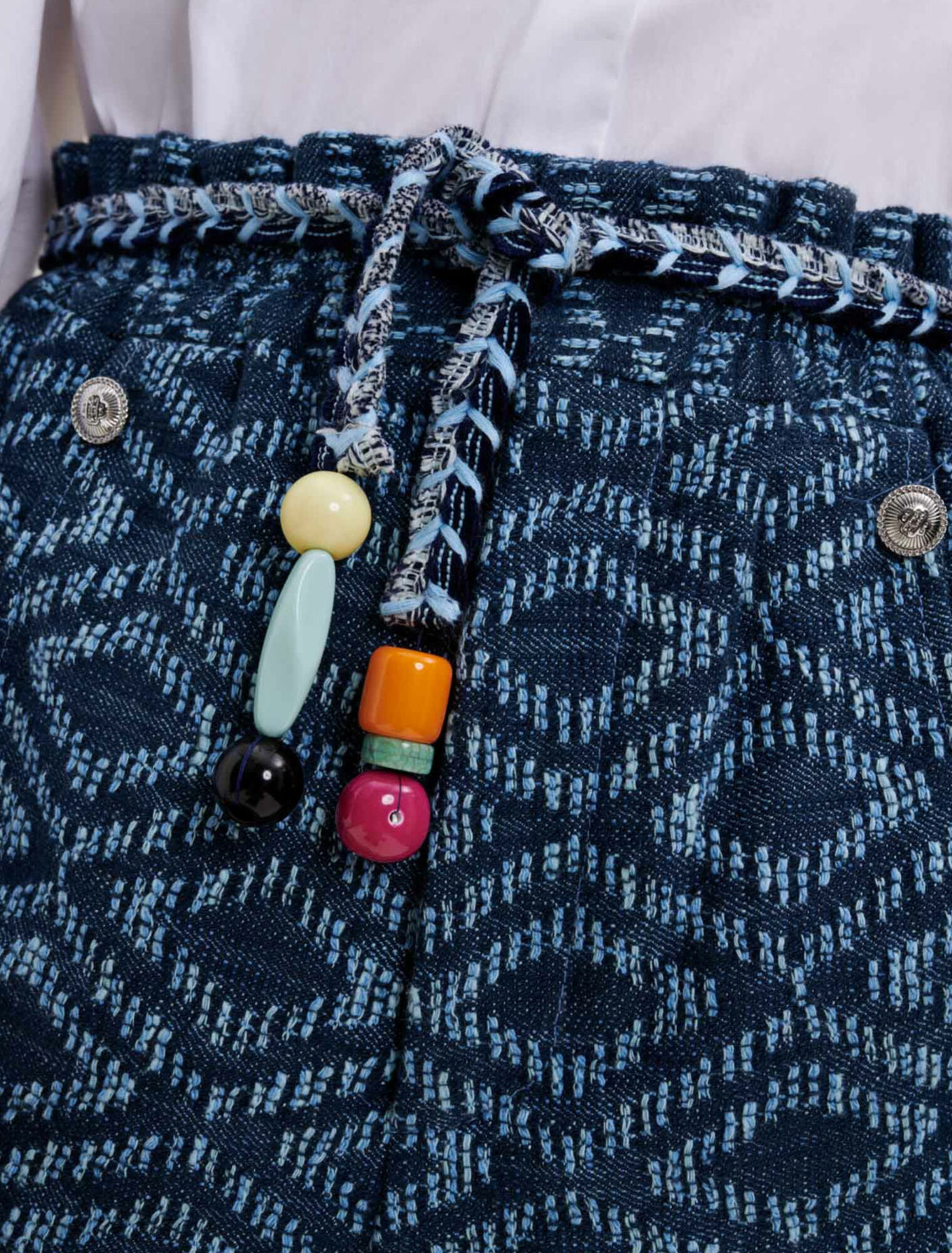 Denim-effect jacquard shorts