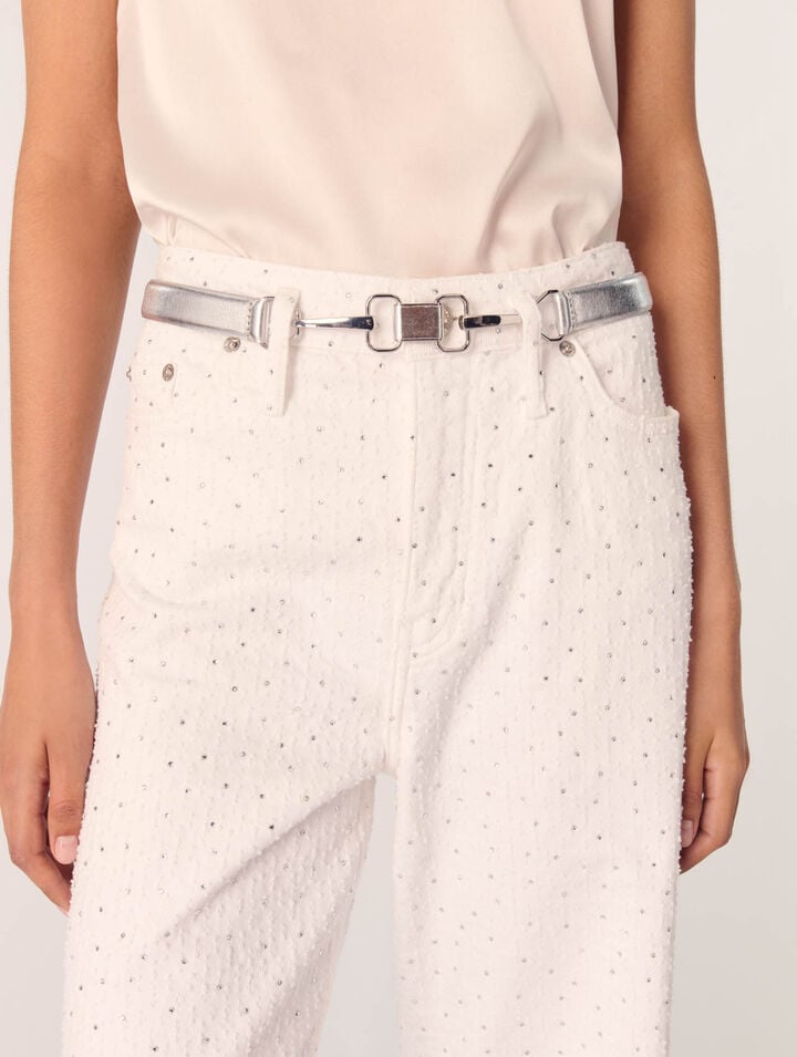 Metallic leather belt