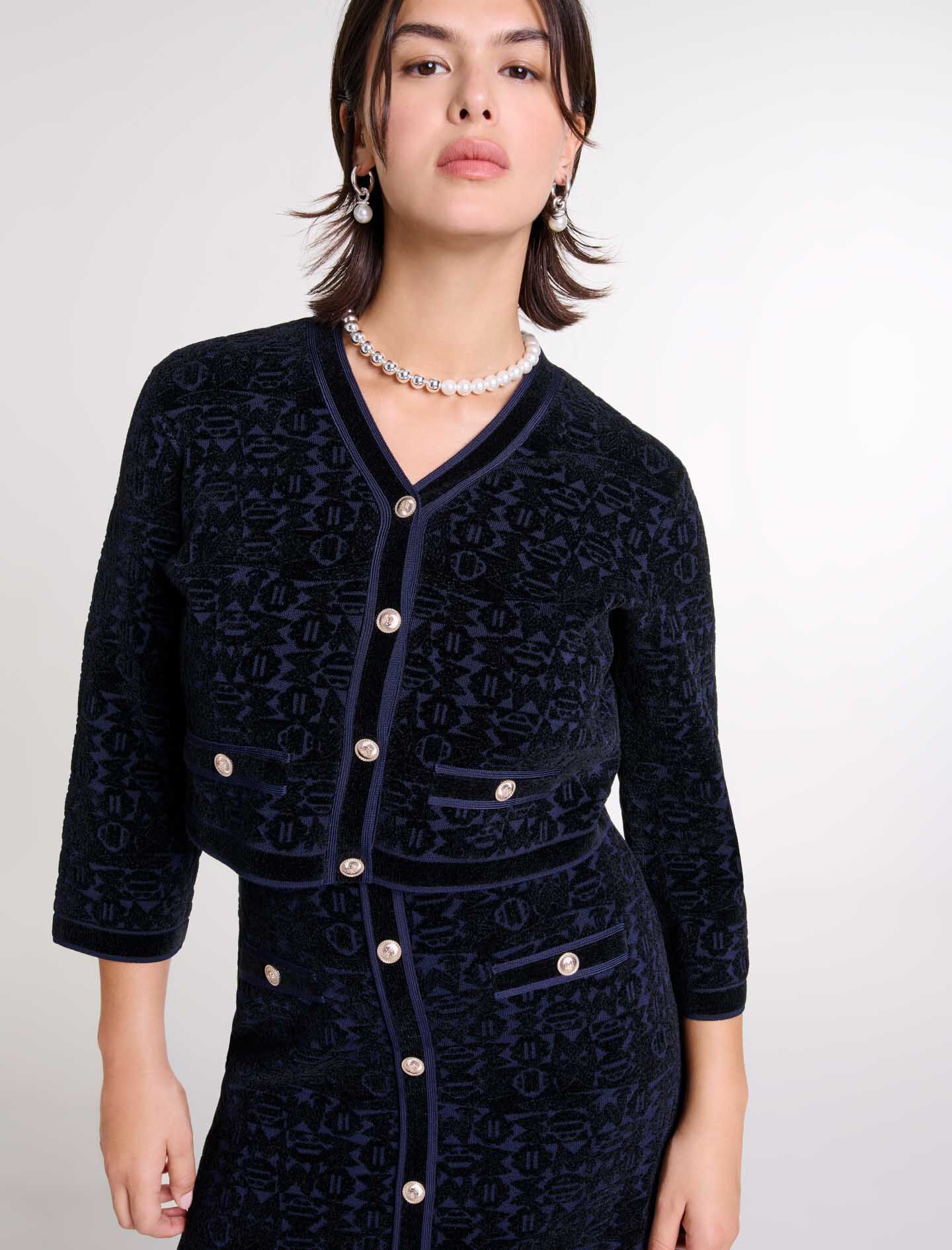 2-in-1 velvet knit dress Bicolor For Women | Maje