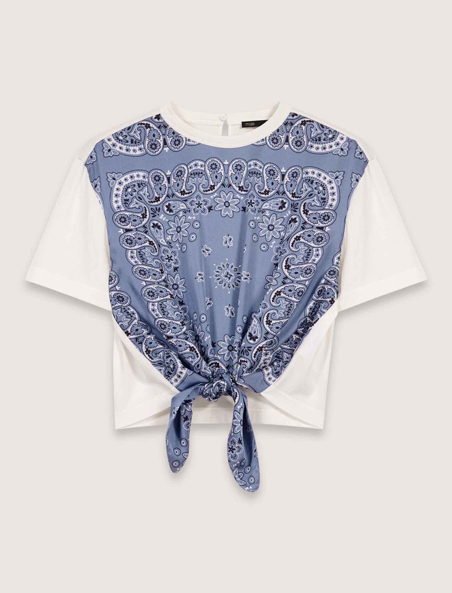 Tie-front T-shirt with print Blue For Women | Maje