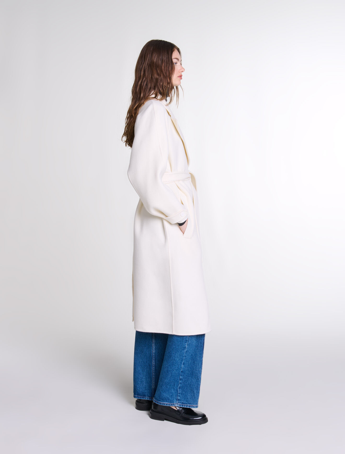 Double-faced mid-length coat White For Women | Maje Double-faced mid-length coat White For Women | Maje