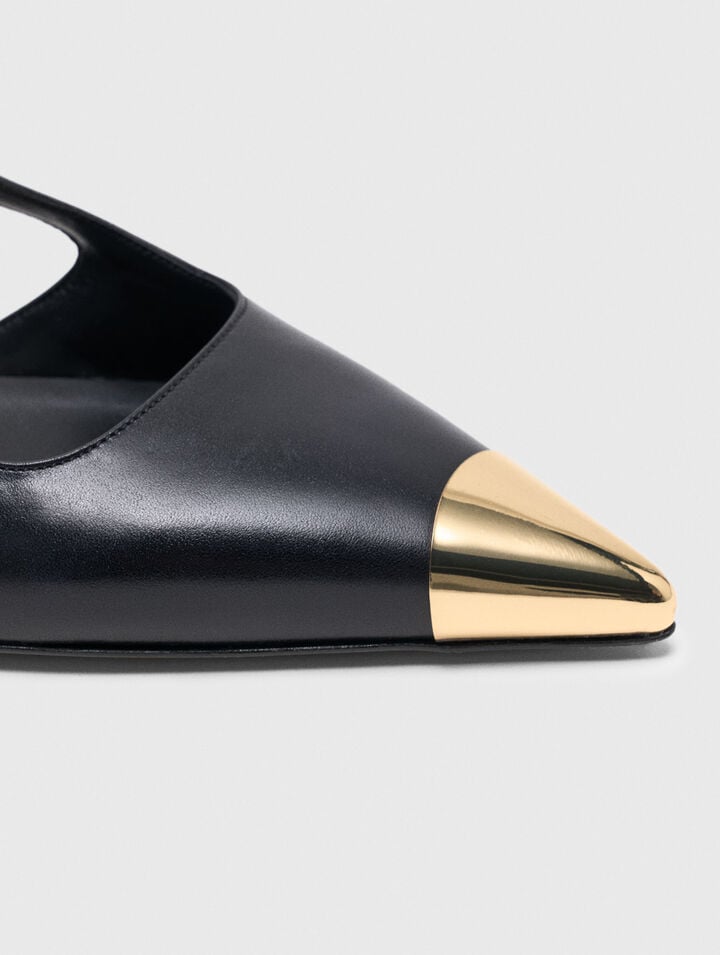 Smooth leather slingback pumps