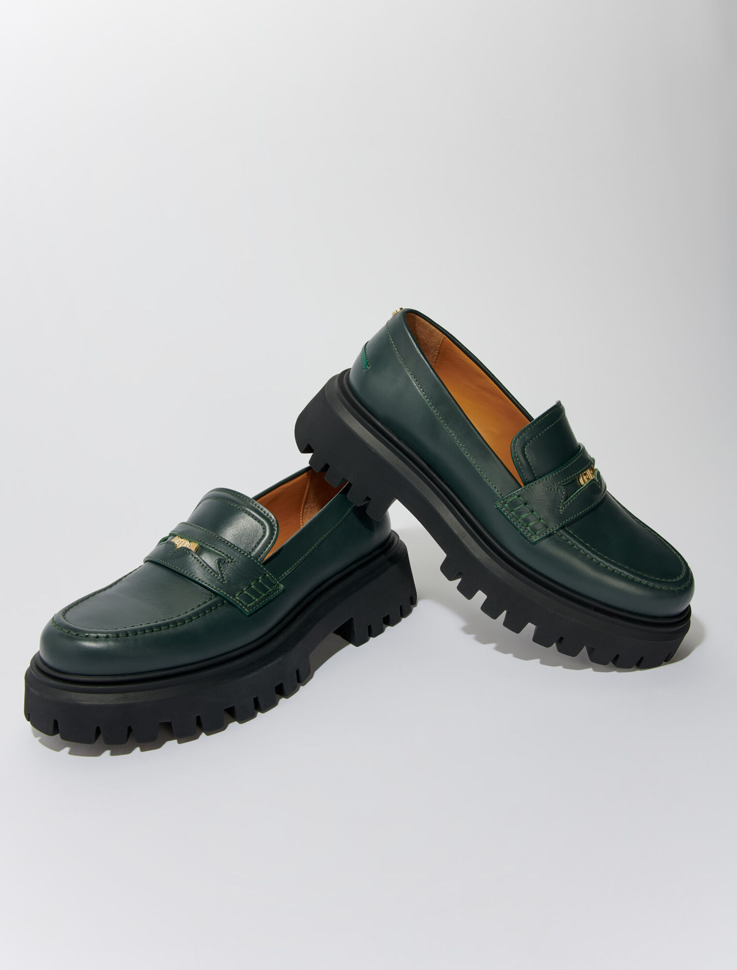 Leather platform loafers