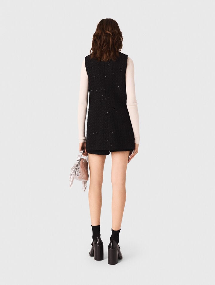 Tweed playsuit with rhinestones