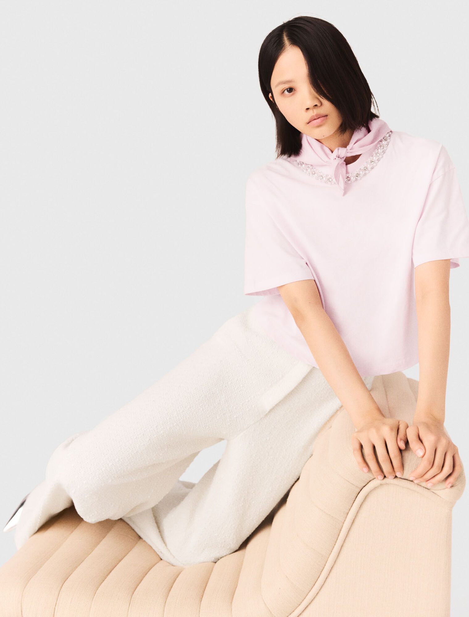 Jewellery neck T-shirt