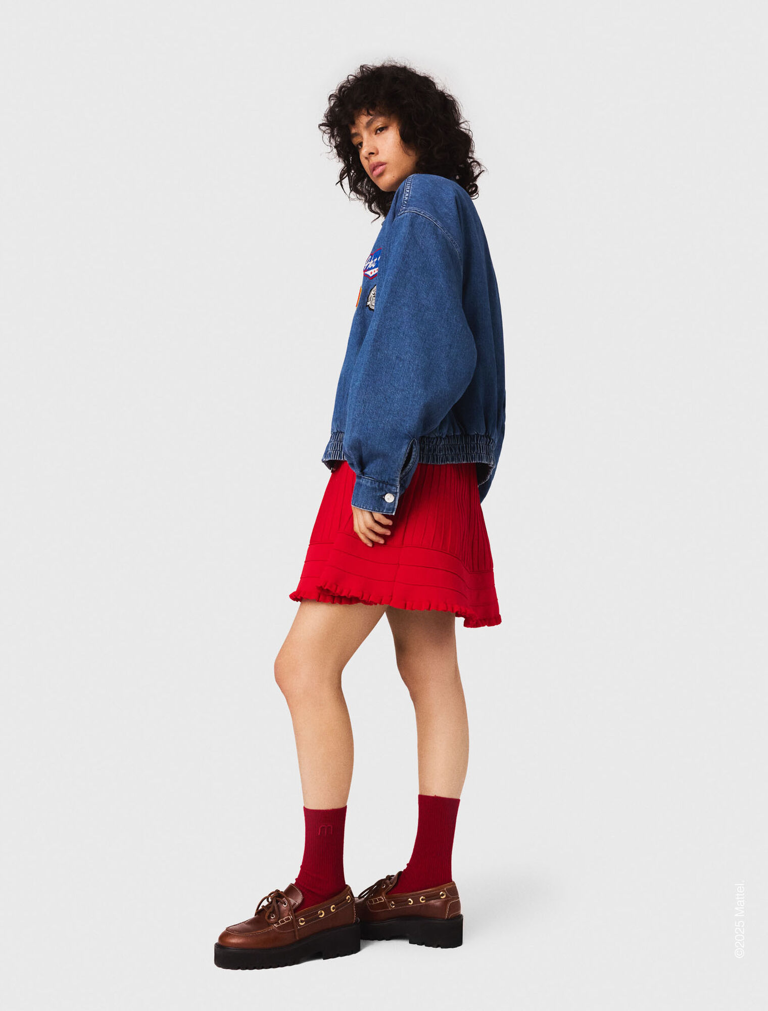 Oversized embroidered denim jacket