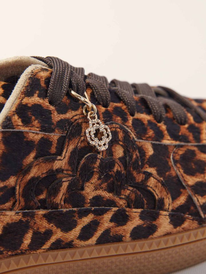 Leopard print leather trainers
