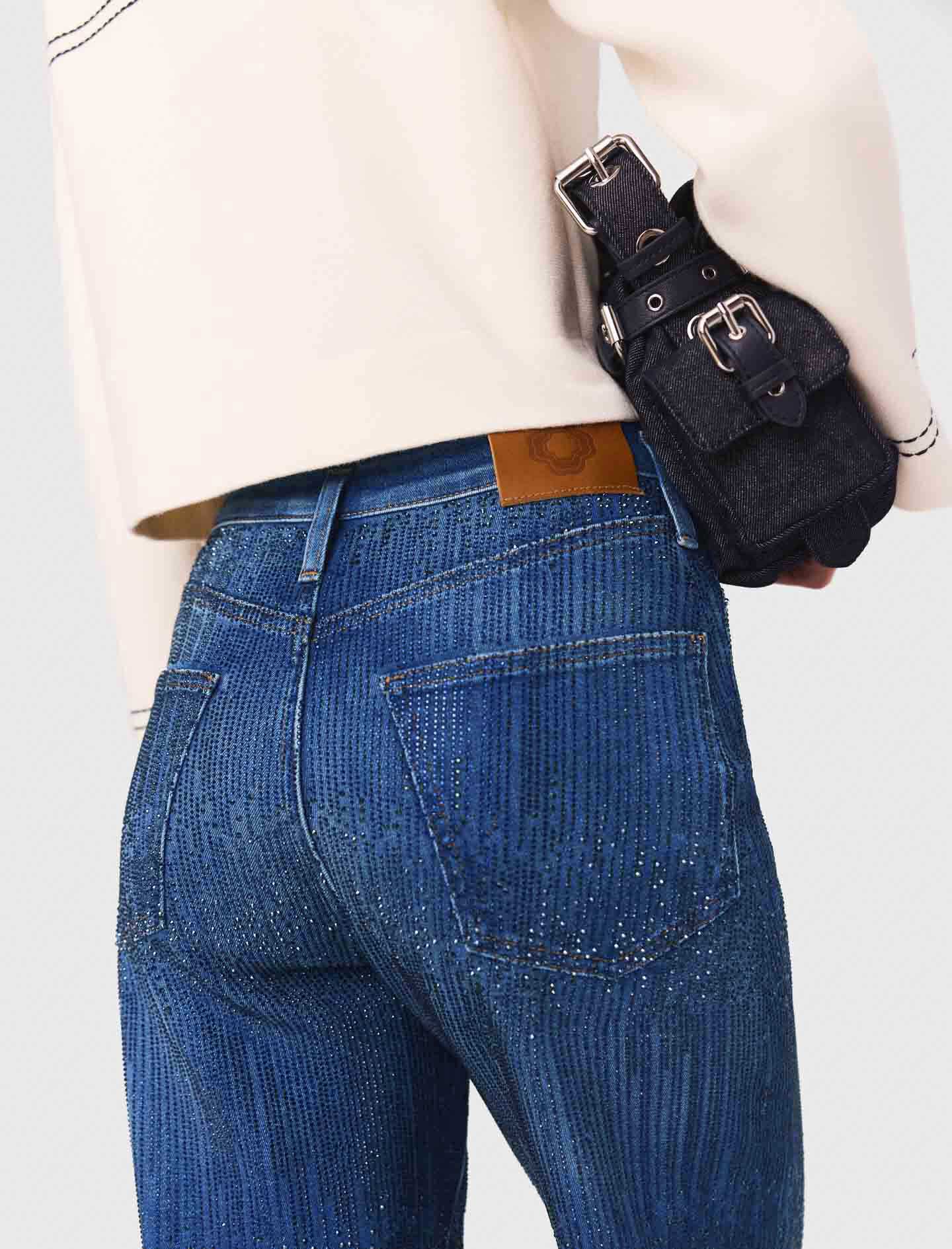 Rhinestone jeans Blue For Women | Maje