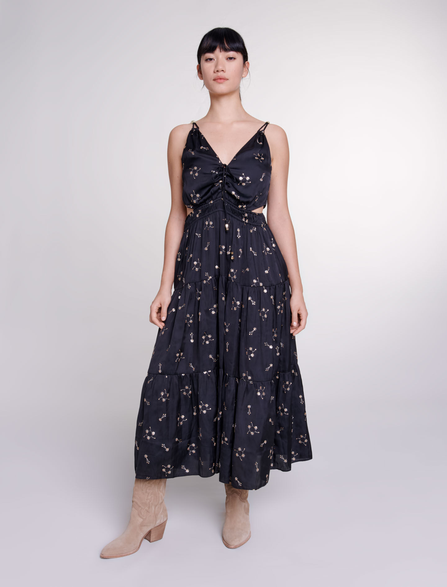 Sequin-embroidered maxi dress