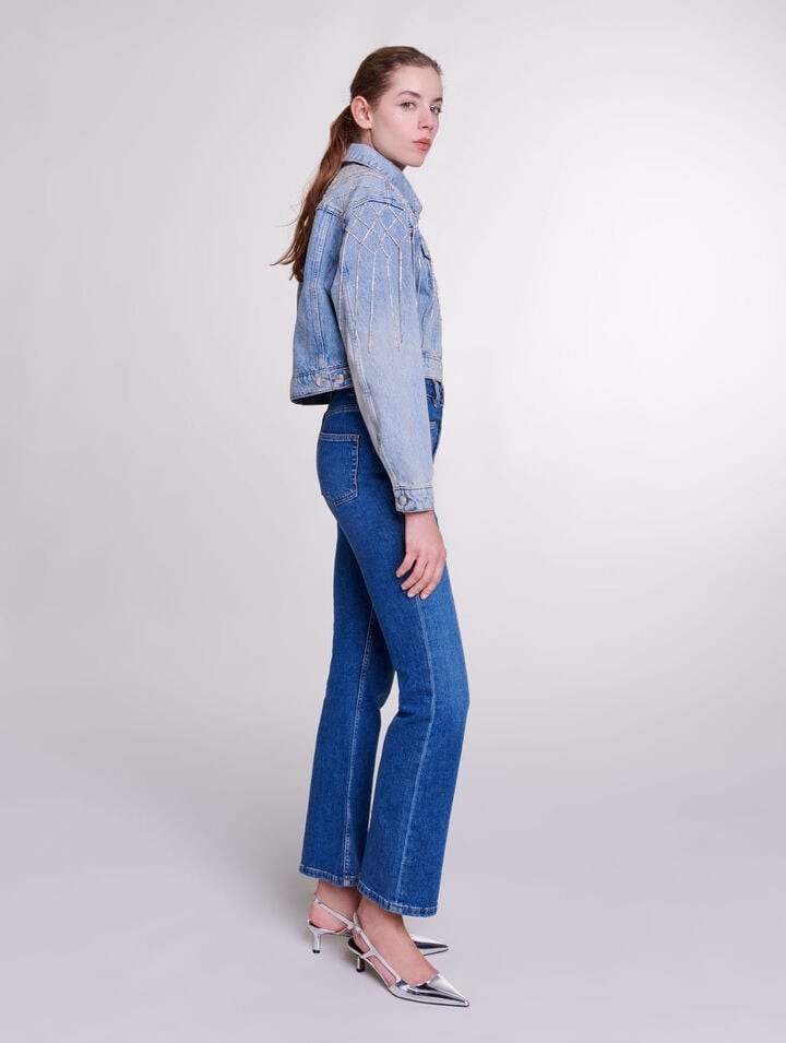 Denim jacket with rhinestones