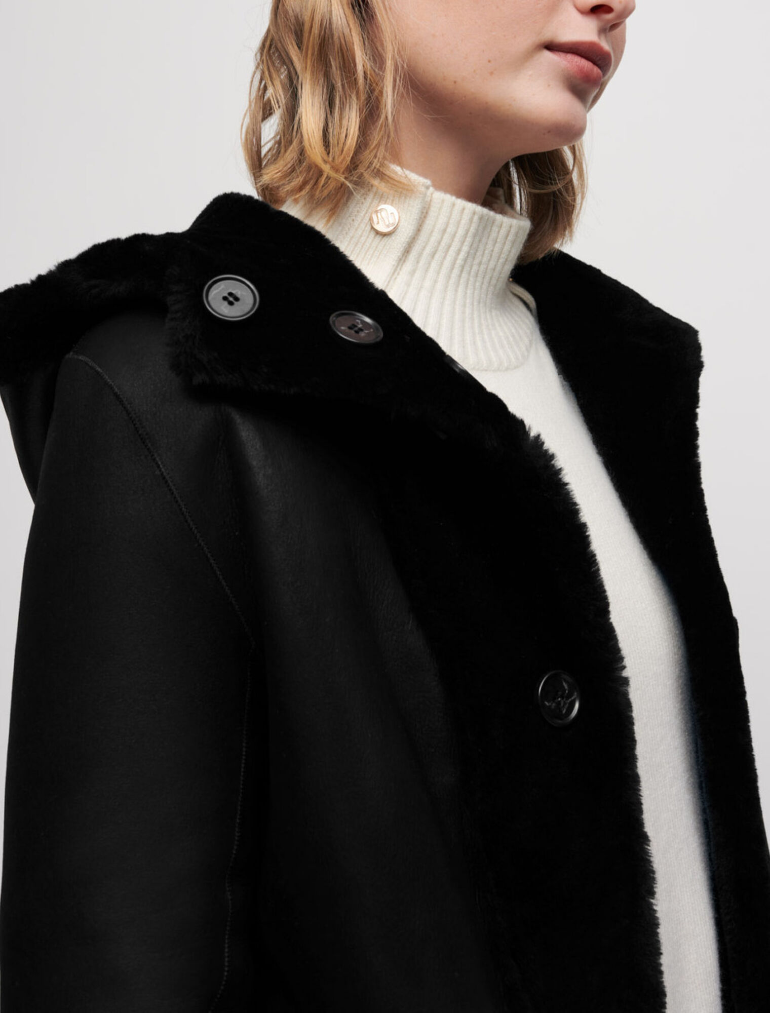 Reversible shearling coat 