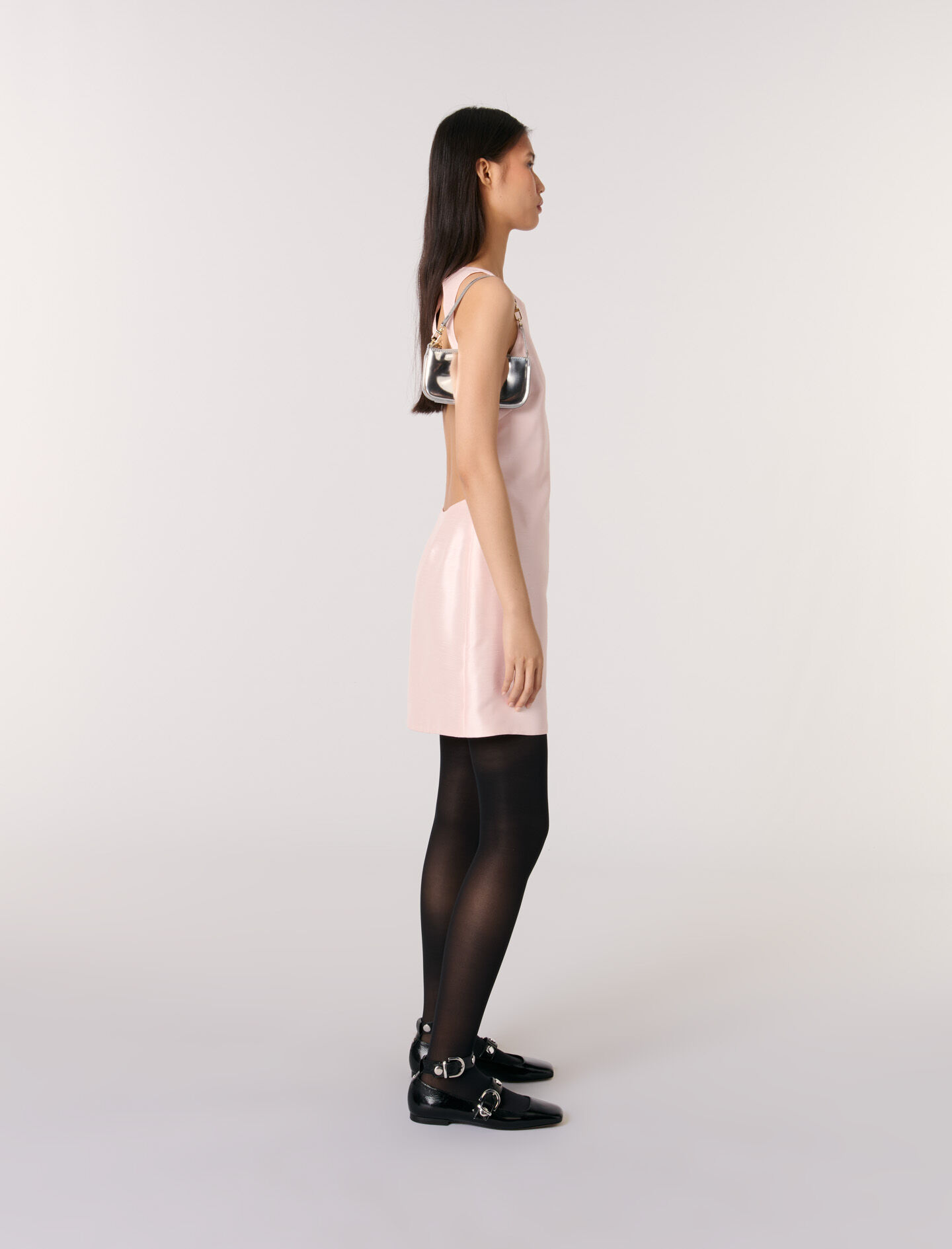 Long Sleeve Sexy Sequin Evening Dress - XL, Pink